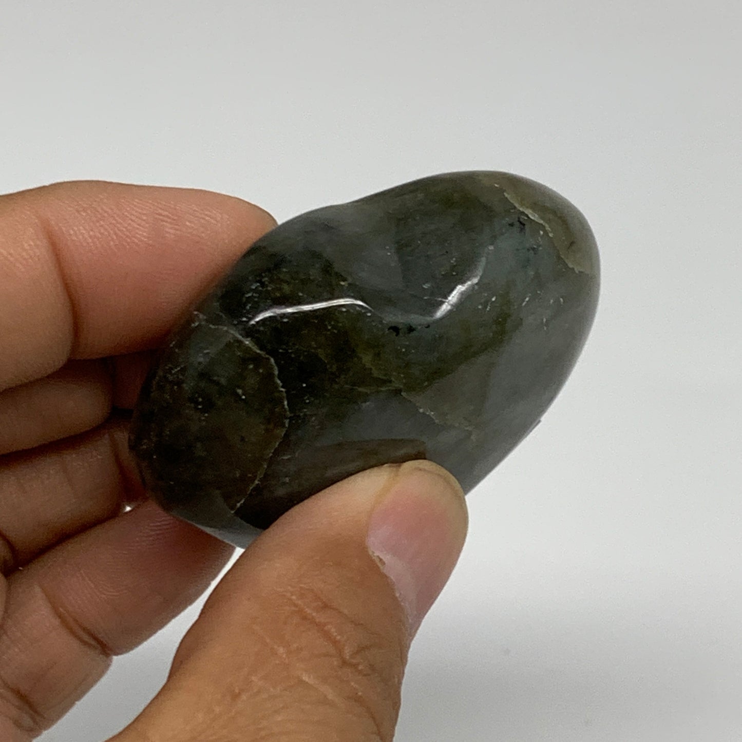 76.2g, 1.9"x2.1"x0.9", Natural Labradorite Heart Polished Crystal, B35491