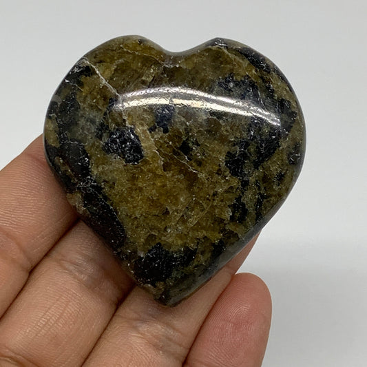 72.7g, 2"x2"x0.8", Natural Labradorite Heart Polished Crystal, B35492