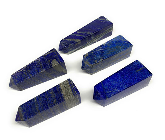 2.7 lbs, 3.7" - 4.8", 5pcs, Natural Lapis Lazuli Towers, Obelisks, B30512