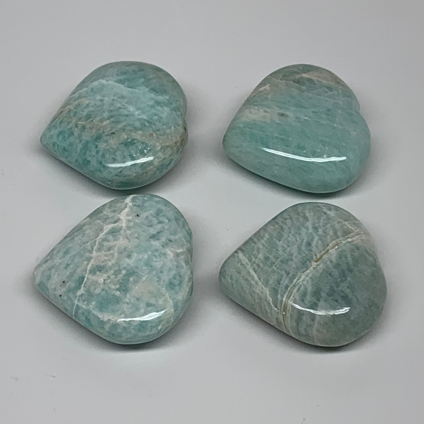 131g, 1.5"-1.5", 3pcs, Natural Amazonite Heart Polished Gemstone, B34725