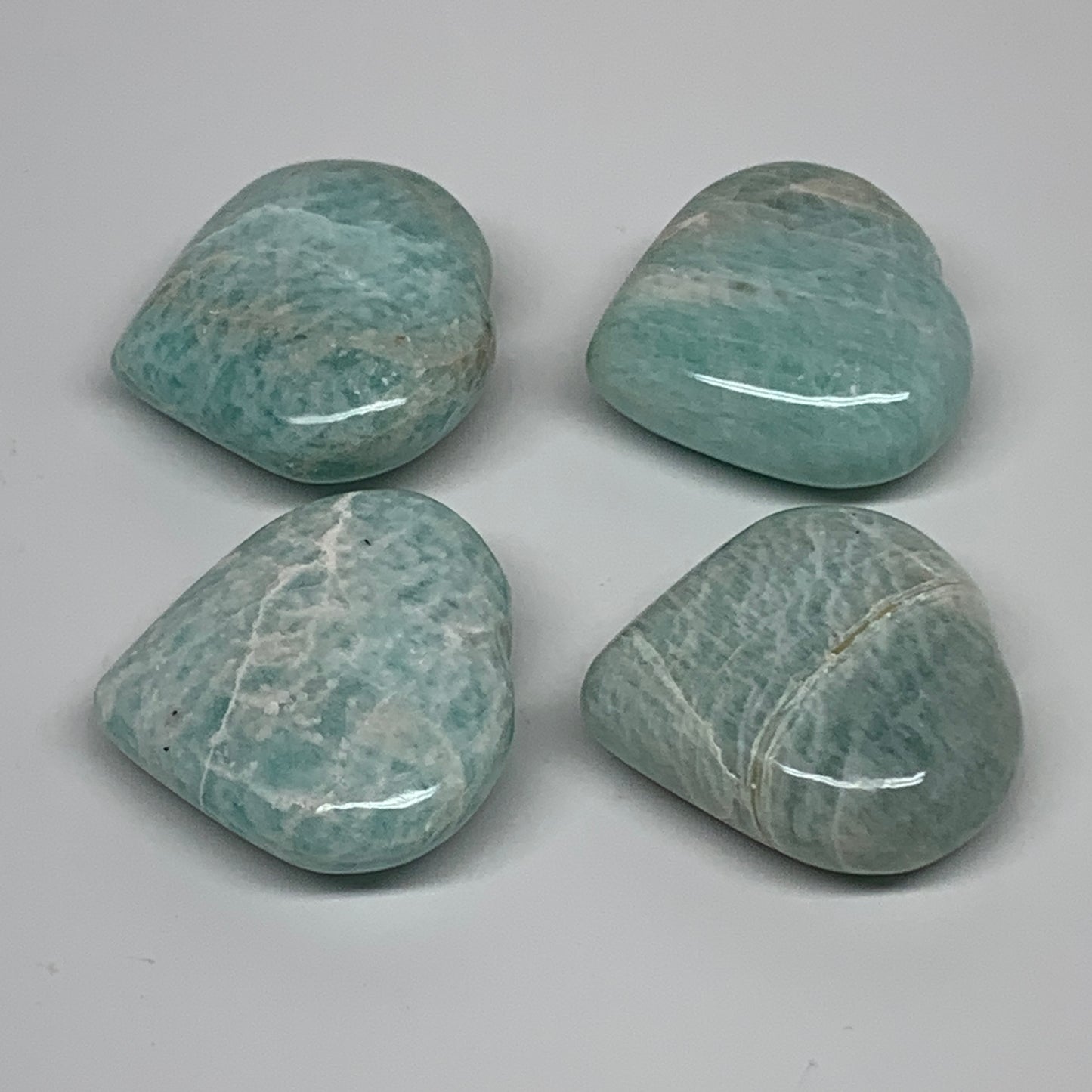 131g, 1.5"-1.5", 3pcs, Natural Amazonite Heart Polished Gemstone, B34725