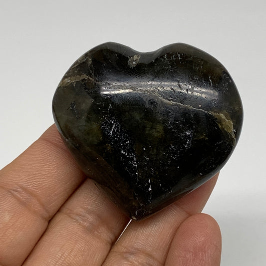 70.7g, 1.9"x2"x0.8", Natural Labradorite Heart Polished Crystal, B35495