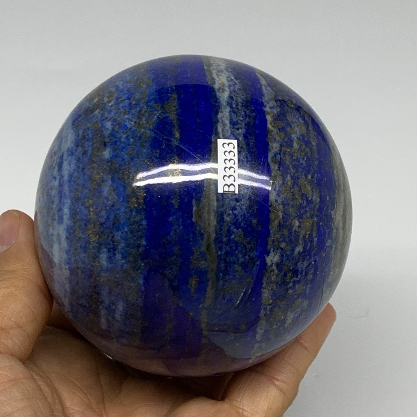 2.06 lbs, 3.3" (83mm), Lapis Lazuli Sphere Ball Gemstone @Afghanistan, B33333