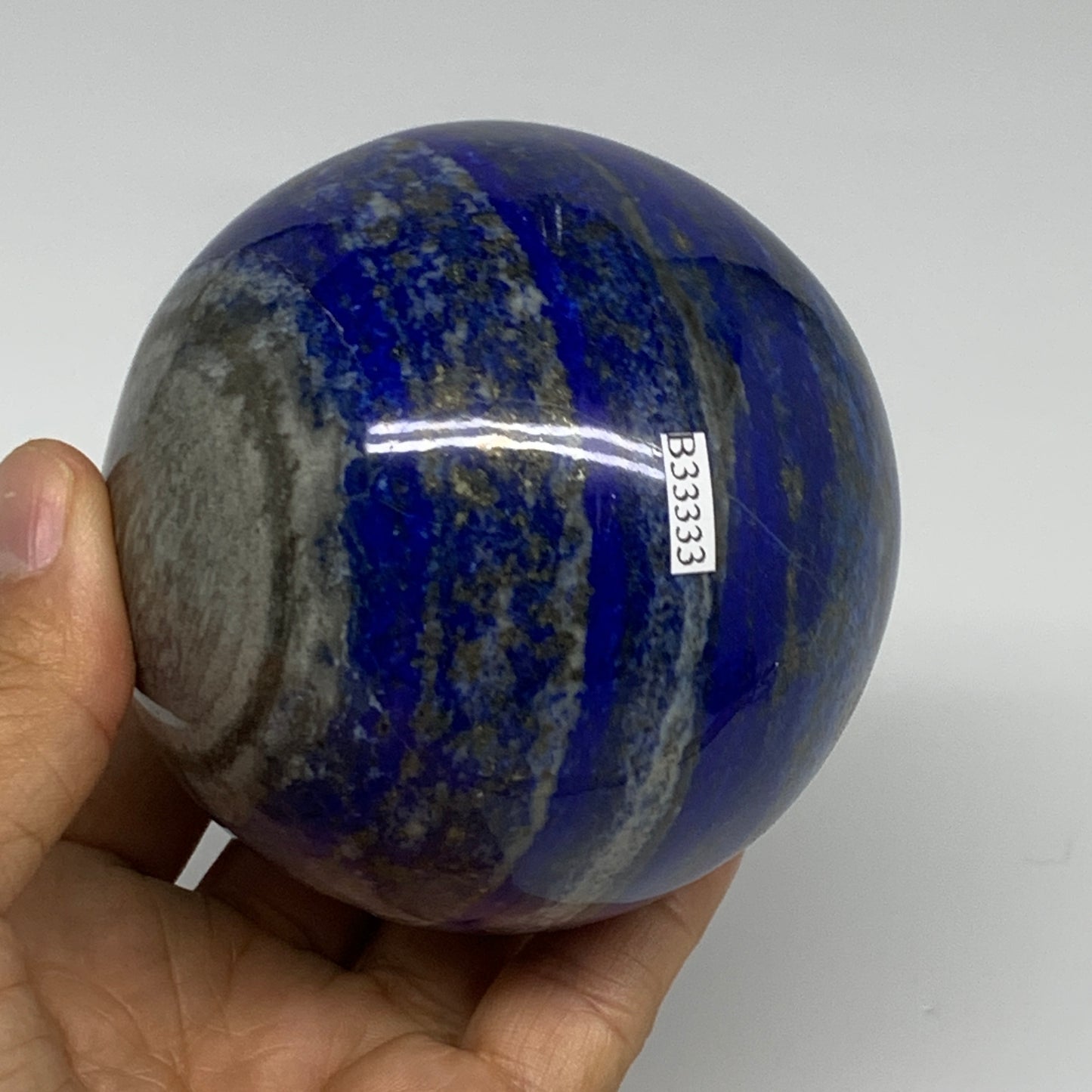 2.06 lbs, 3.3" (83mm), Lapis Lazuli Sphere Ball Gemstone @Afghanistan, B33333