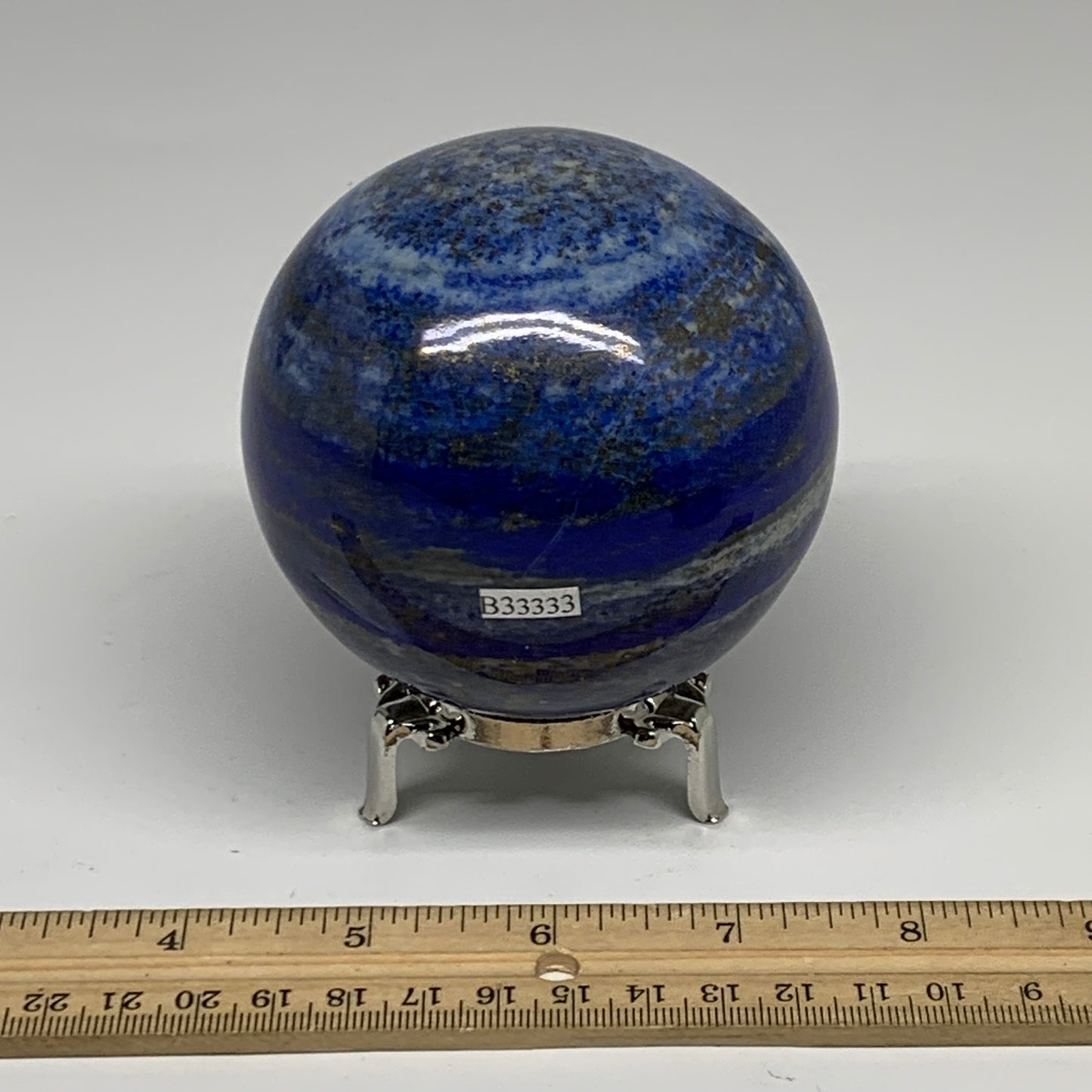 2.06 lbs, 3.3" (83mm), Lapis Lazuli Sphere Ball Gemstone @Afghanistan, B33333