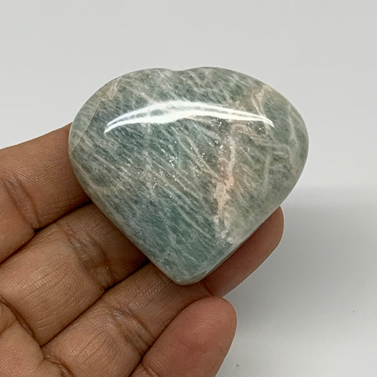 69.6g, 1.7"x"1.9"x0.9", Natural Amazonite Heart Polished Gemstone, B34735