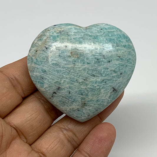 78.8g, 1.9"x"x2.2"x0.9", Natural Amazonite Heart Polished Gemstone, B34736