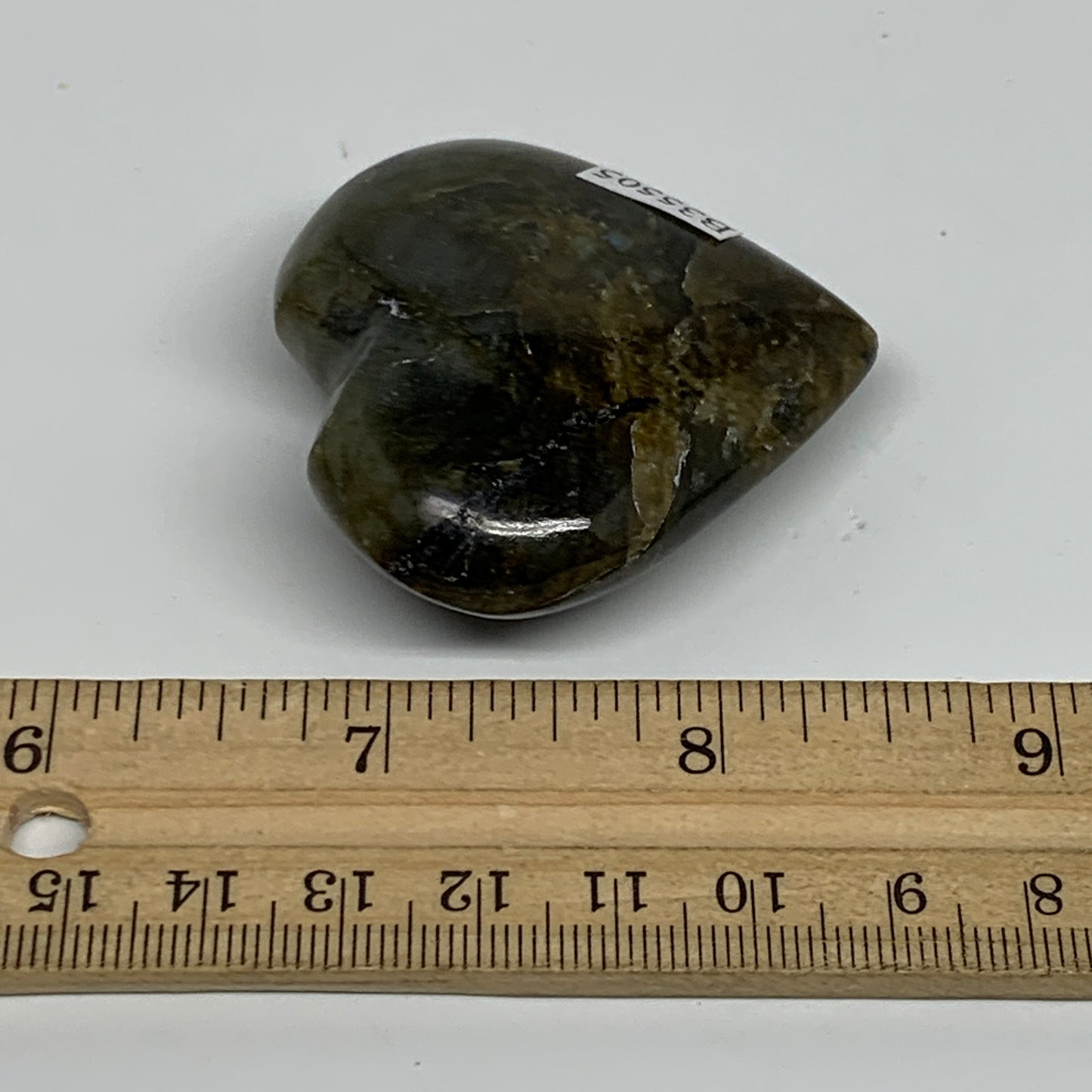 57.7g, 1.9"x2"x0.8", Natural Labradorite Heart Polished Crystal, B35505