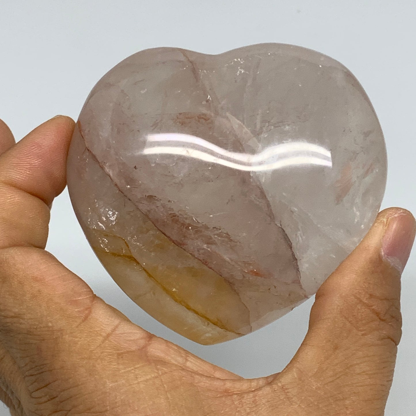 239.5g, 2.8"x2.9"x1.3" Red Hematoid Quartz Heart Crystal @Madagascar, B30533