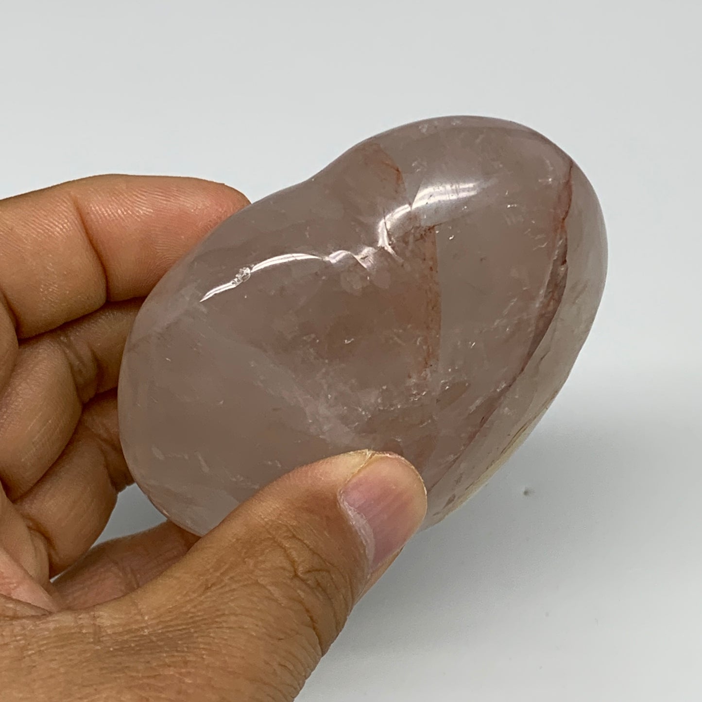 239.5g, 2.8"x2.9"x1.3" Red Hematoid Quartz Heart Crystal @Madagascar, B30533