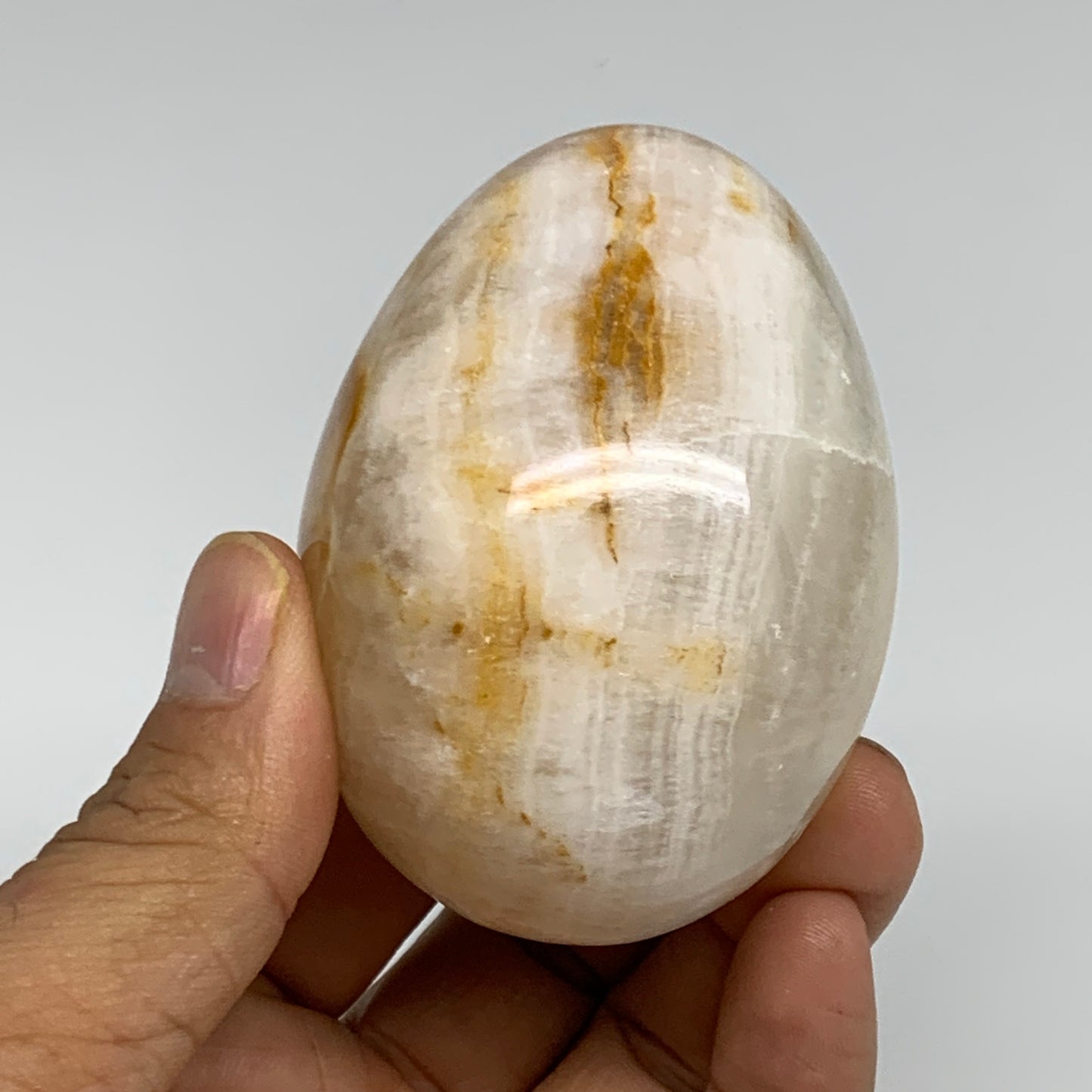 247g, 2.7"x2" Natural Green Onyx Egg Gemstone Mineral, from Pakistan, B32018