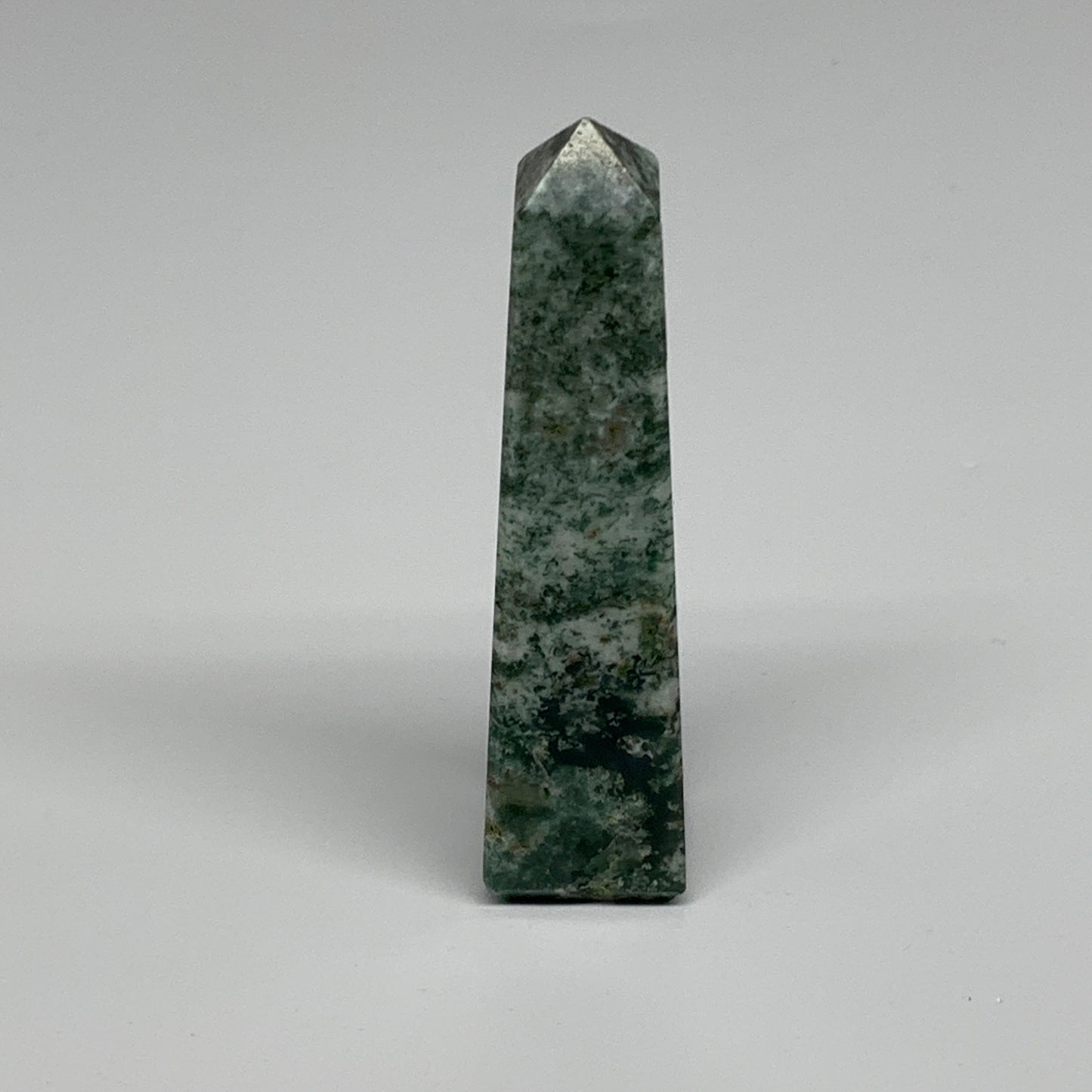 79.7g, 3.6"x0.9", Tree Agate Tower Obelisk Point Crystal @Brazil, B31387