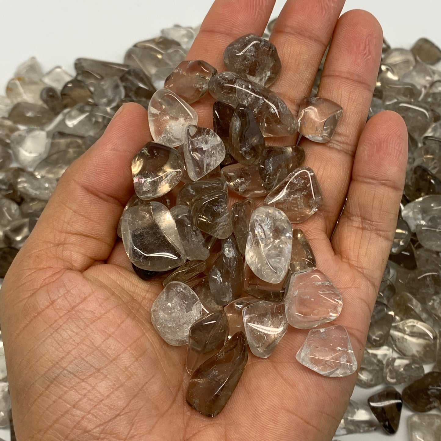 2.2 lbs, 0.5"-1.1", Smoky Quartz Gravel Tumbled Crystal Stones from Brazil