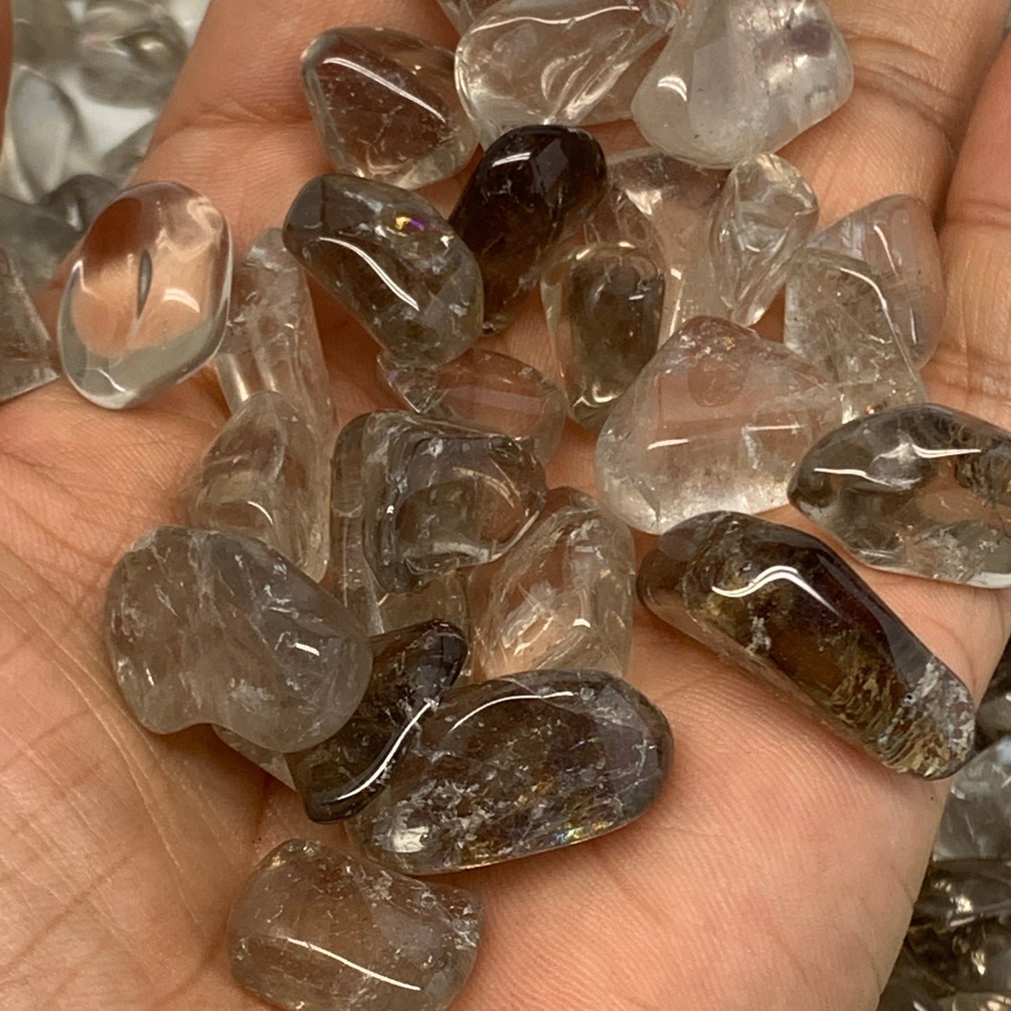 2.2 lbs, 0.5"-1.1", Smoky Quartz Gravel Tumbled Crystal Stones from Brazil