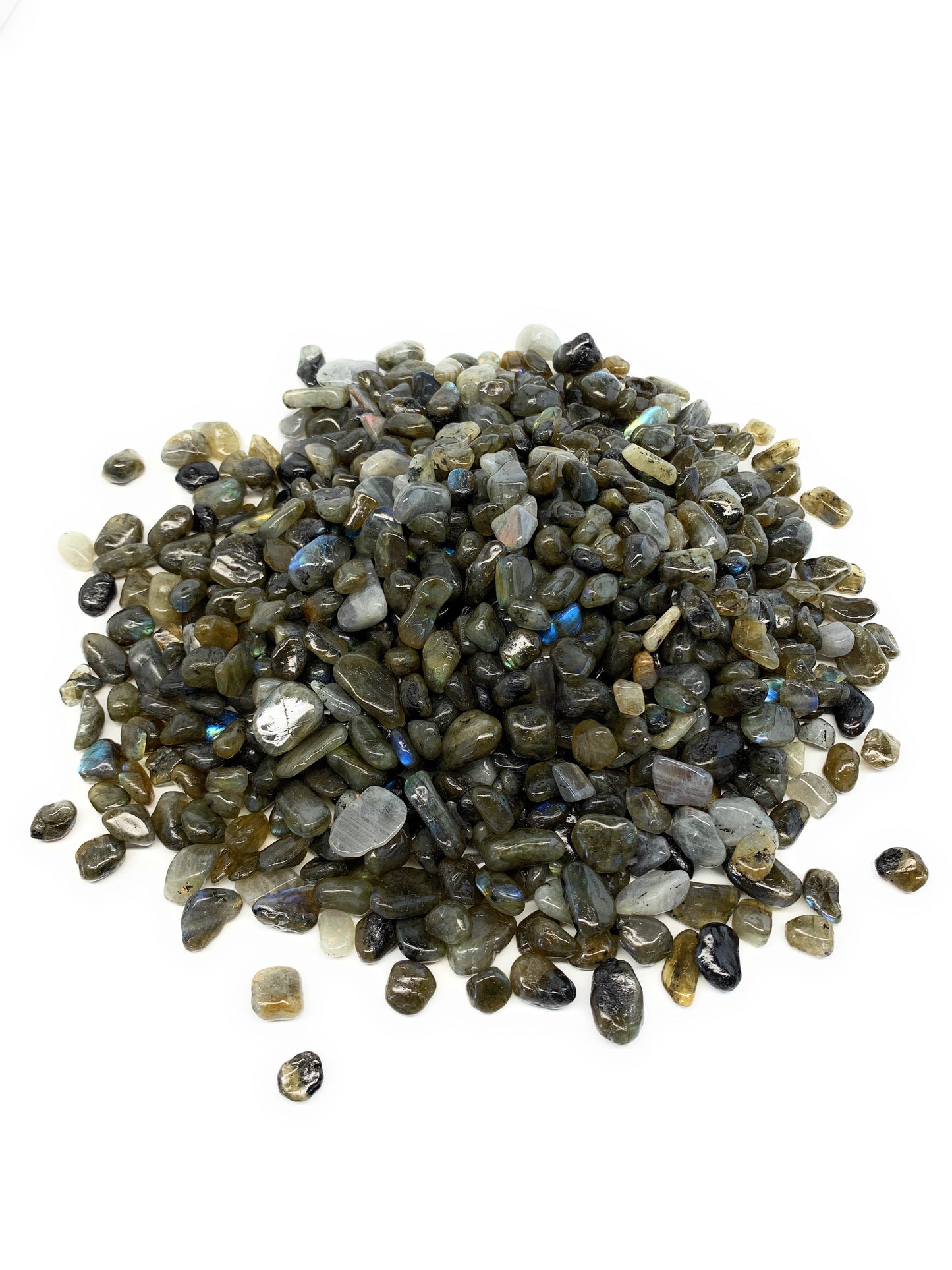 2.2 lbs, 0.4"-0.7", Small Labradorite Gravel, Chips, Tumbled Crystal Stones, Tiny