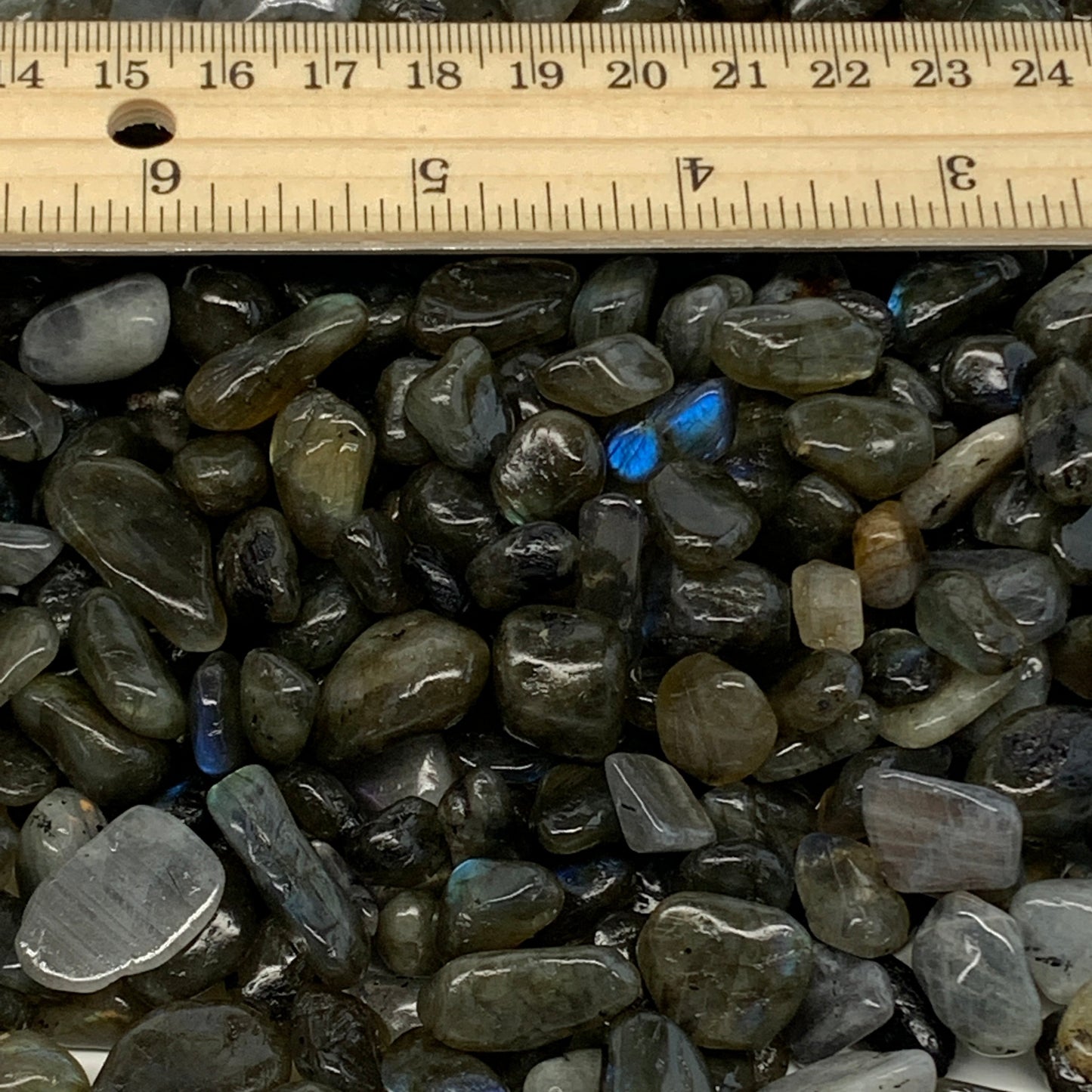 2.2 lbs, 0.4"-0.7", Small Labradorite Gravel, Chips, Tumbled Crystal Stones, Tiny