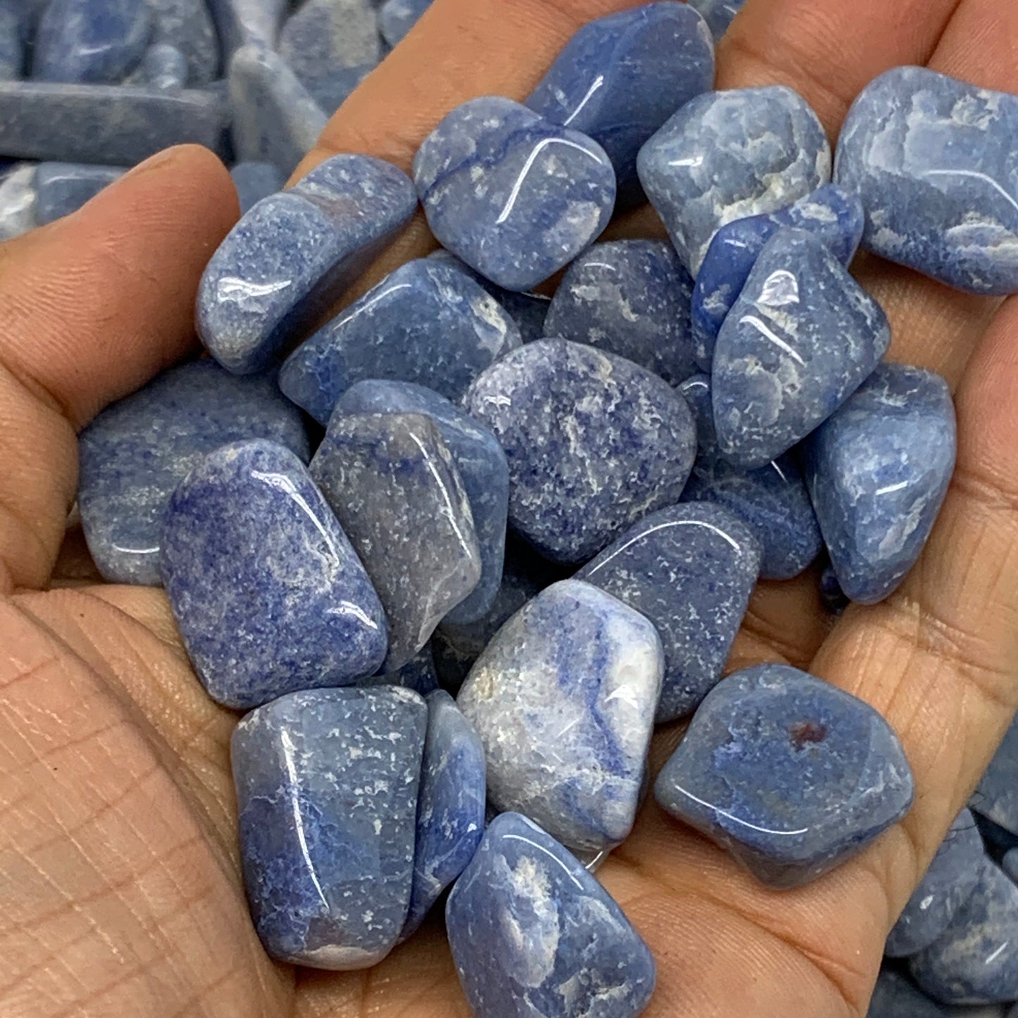 2.2 lbs, 0.5"-1.2", Small Blue Aventurine Gravel, Chips, Tumbled Crystal Stones,