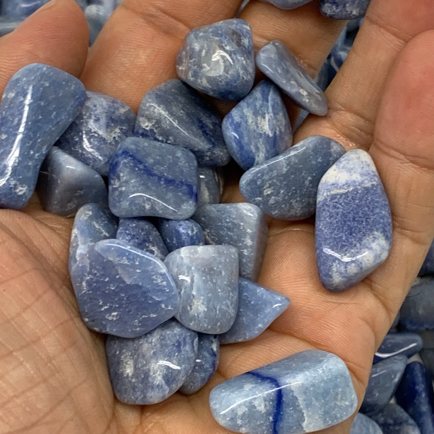 2.2 lbs, 0.5"-1.2", Small Blue Aventurine Gravel, Chips, Tumbled Crystal Stones,