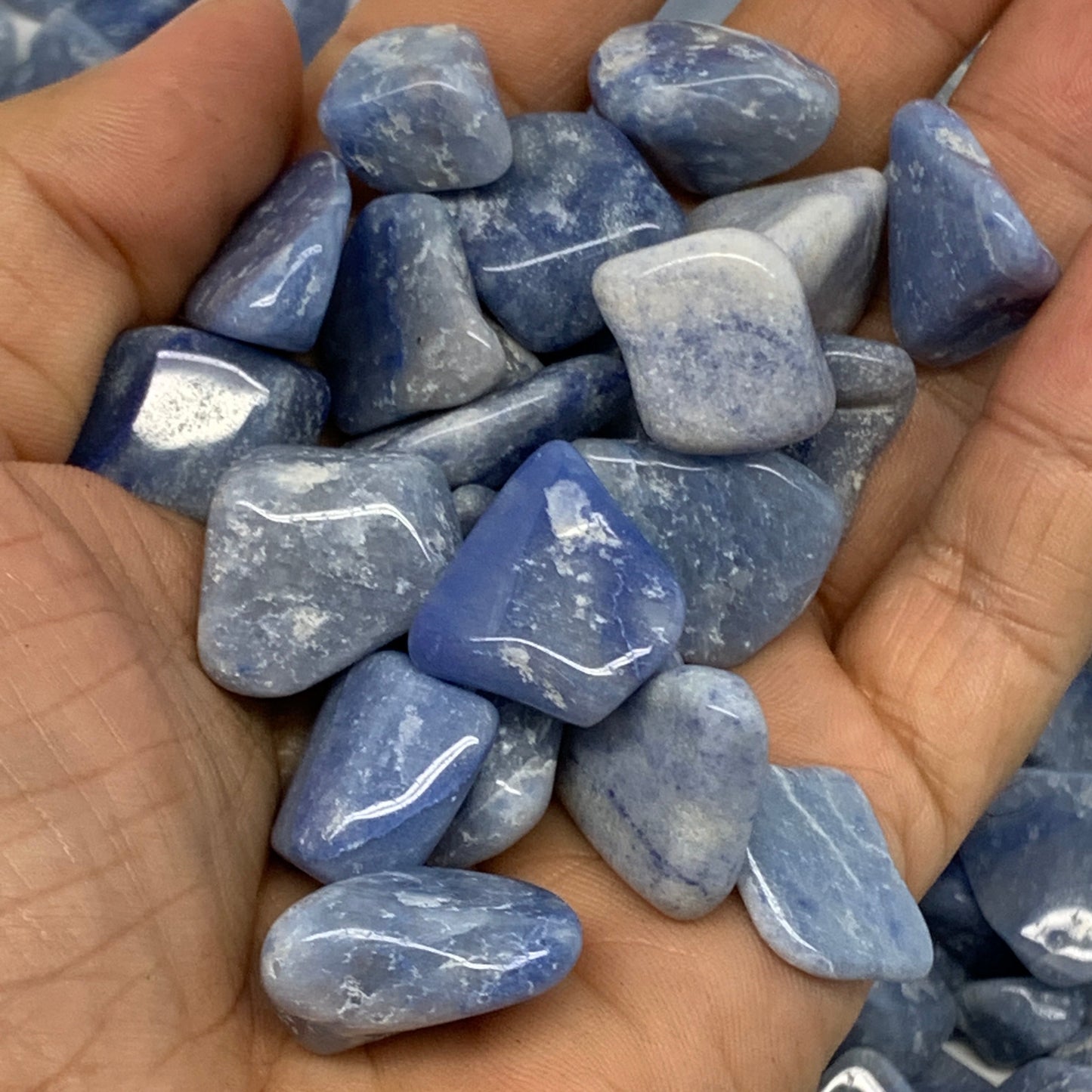 2.2 lbs, 0.5"-1.2", Small Blue Aventurine Gravel, Chips, Tumbled Crystal Stones,