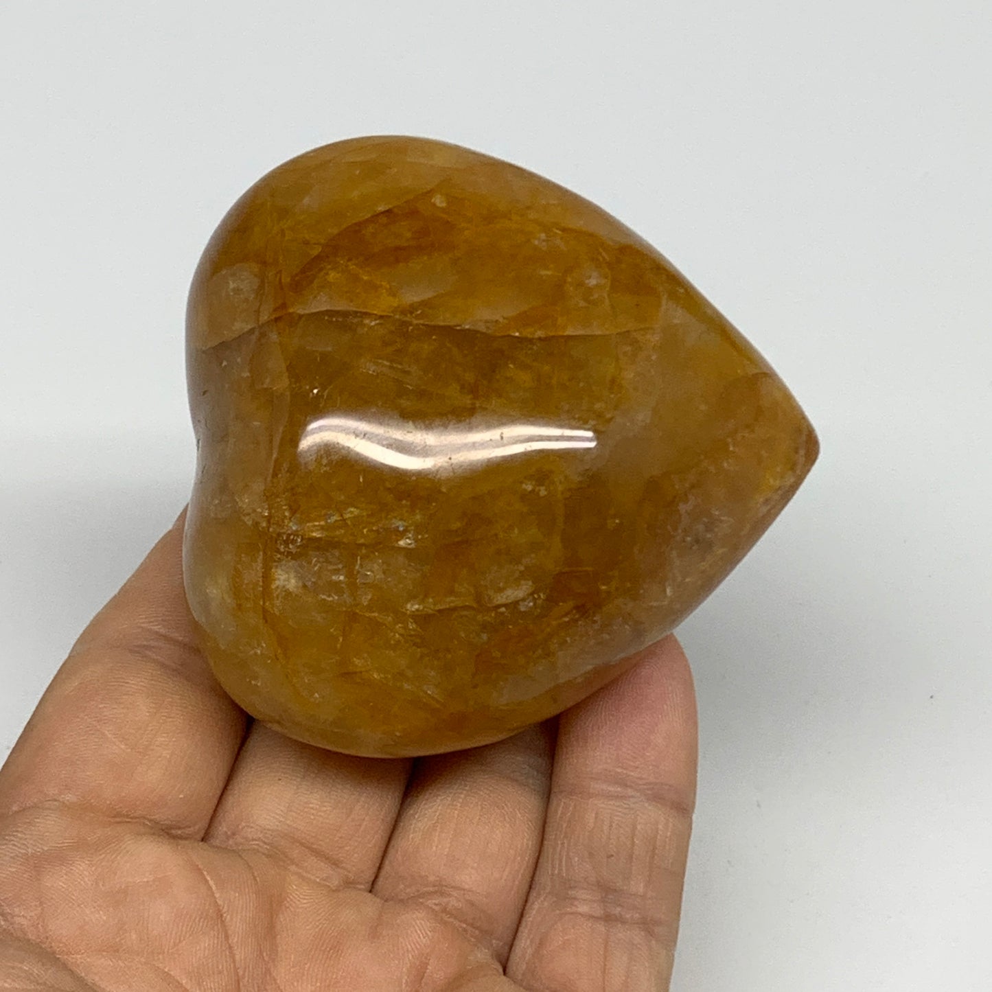 211.6g, 2.5"x2.5"x1.5" Yellow Healing Quartz Heart Crystal @Madagascar, B30554