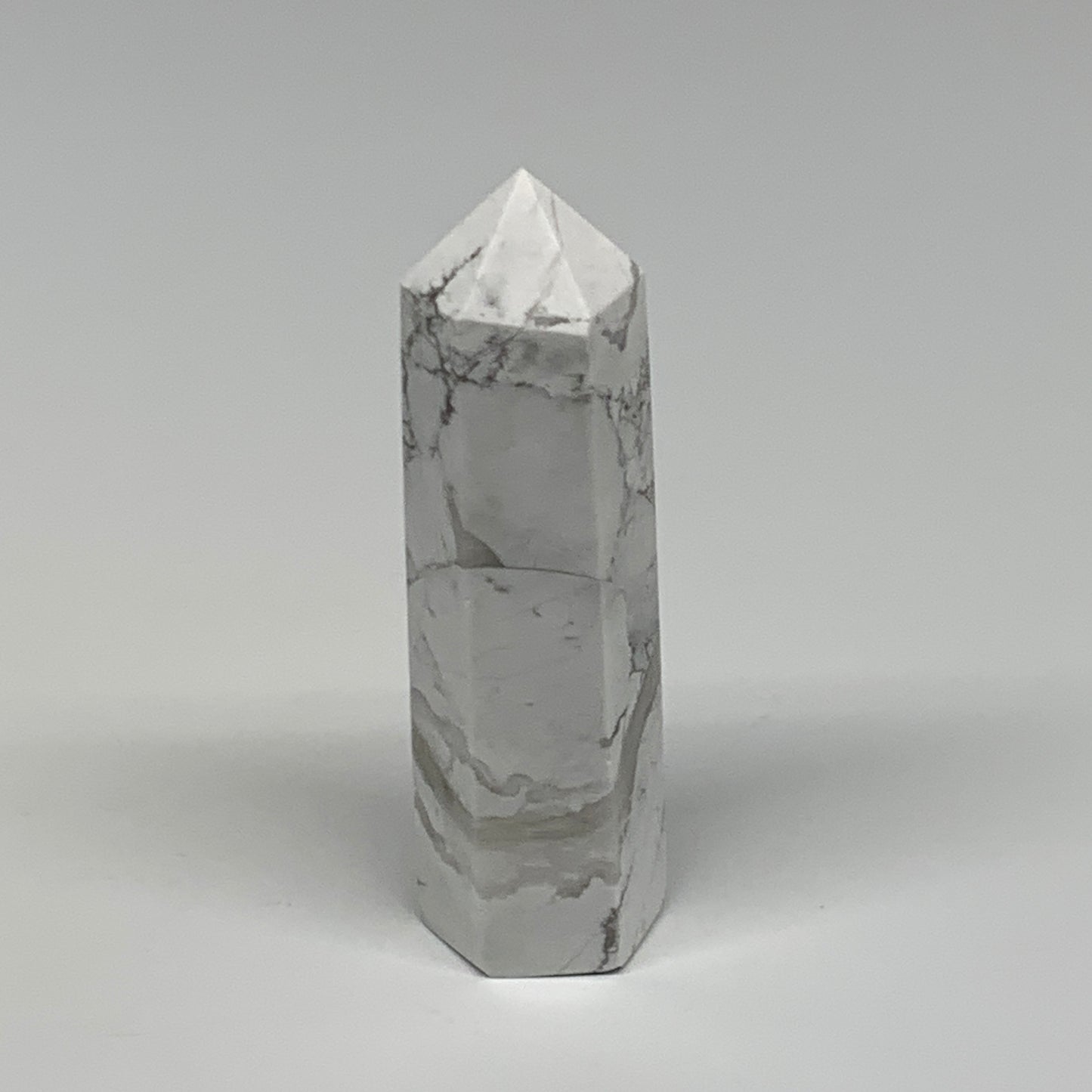 82.1g, 3.3"x0.9"x0.8", Natural Howlite Point Tower Obelisk Crystal, B29085