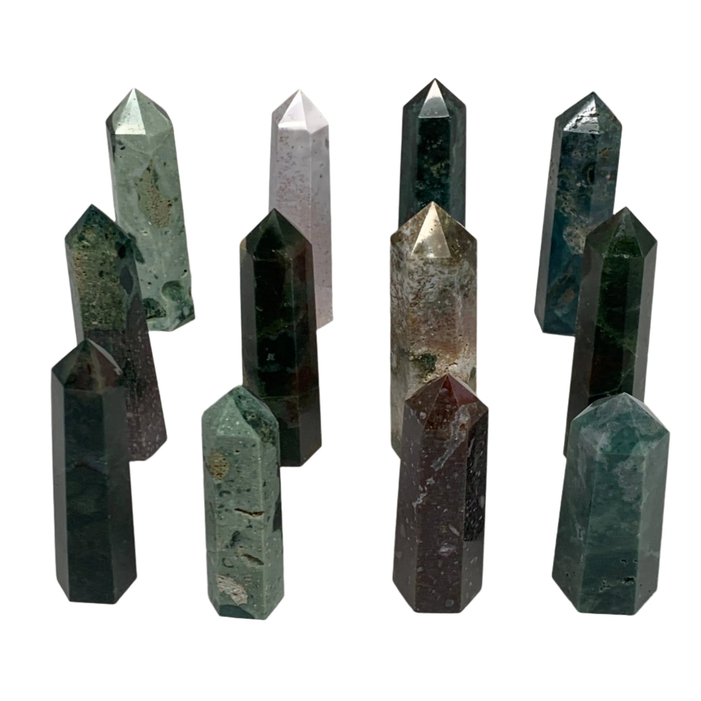 2.2 lbs, 2.8" - 3.9", 12pcs, Natural Ocean Jasper Towers, Obelisks, B29086