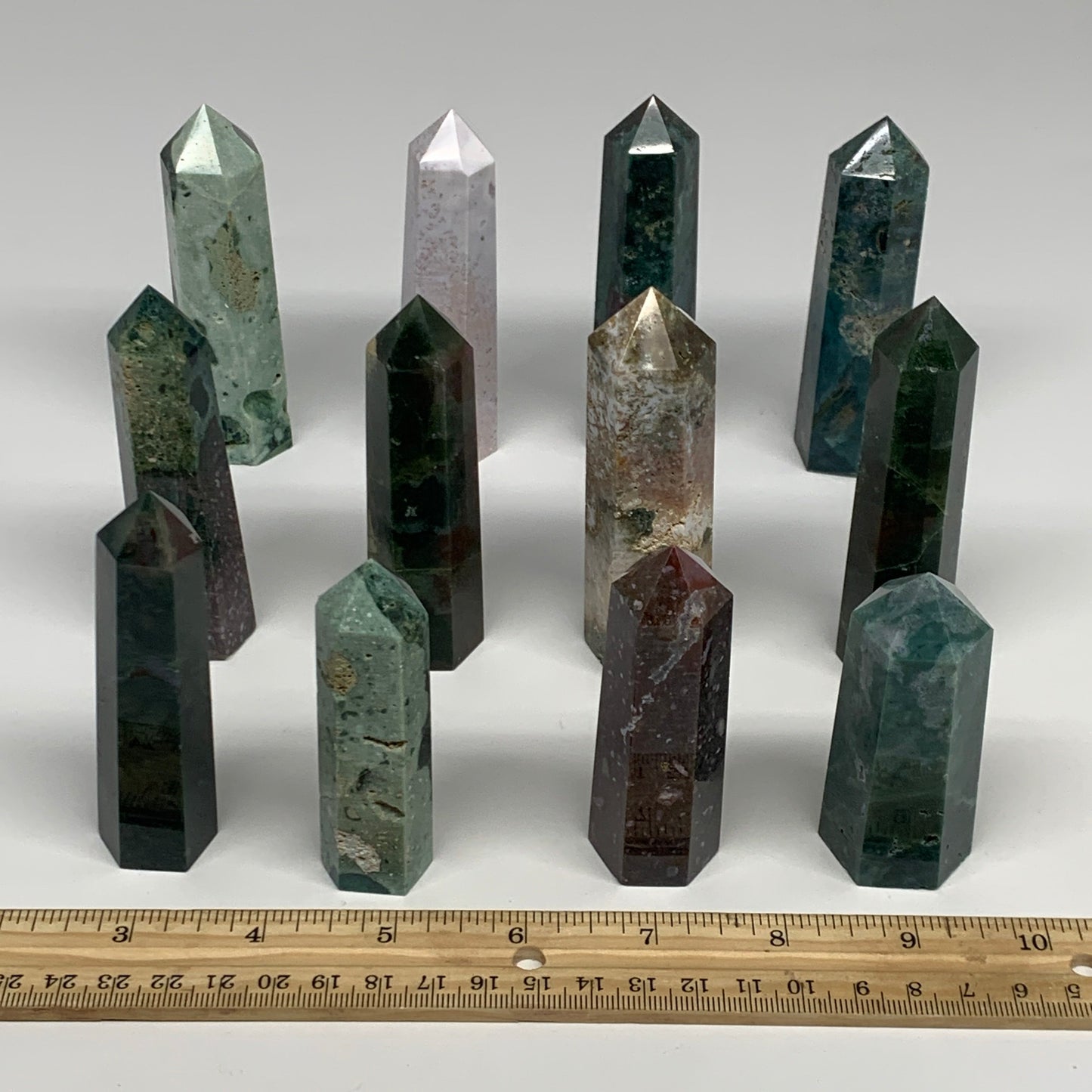 2.2 lbs, 2.8" - 3.9", 12pcs, Natural Ocean Jasper Towers, Obelisks, B29086