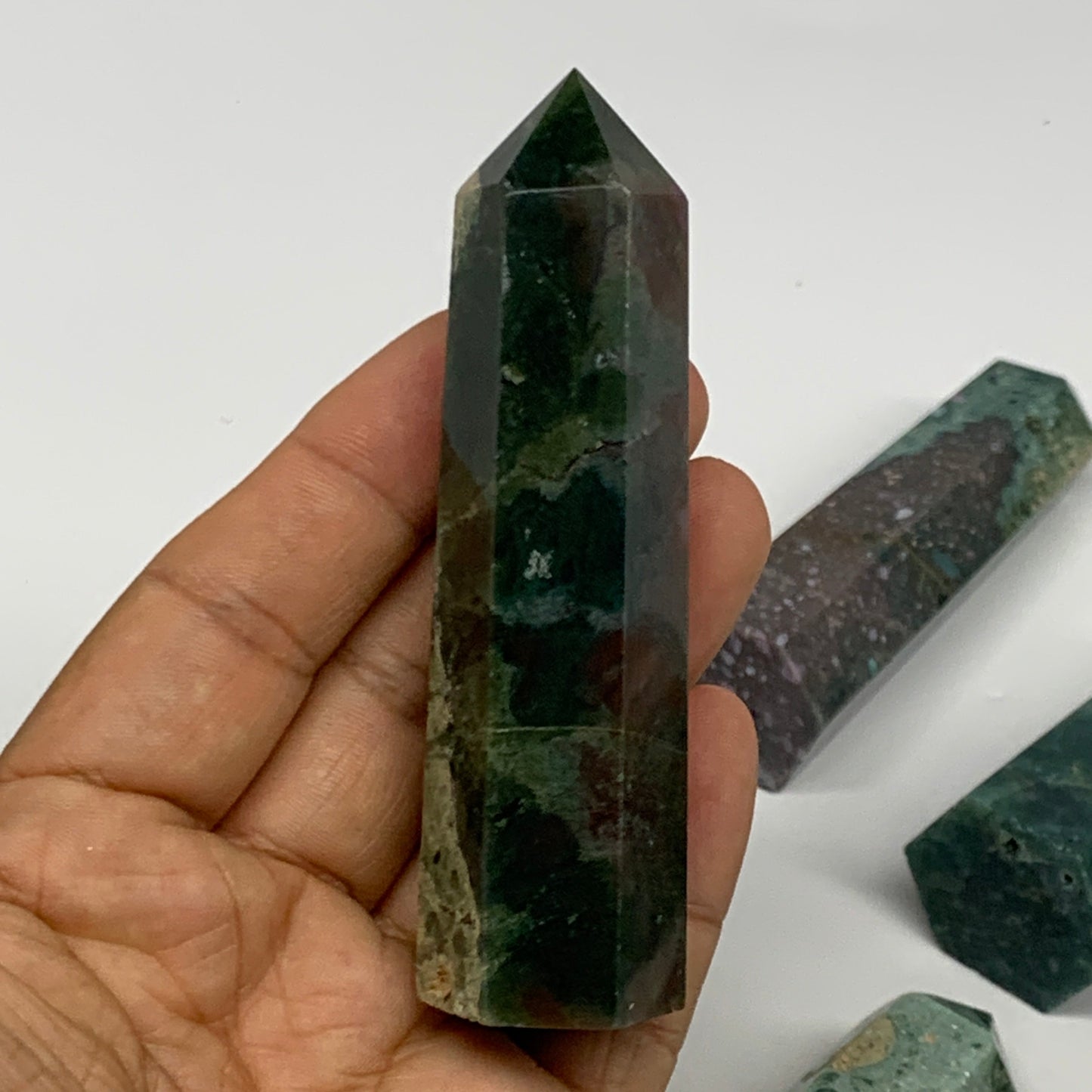 2.2 lbs, 2.8" - 3.9", 12pcs, Natural Ocean Jasper Towers, Obelisks, B29086