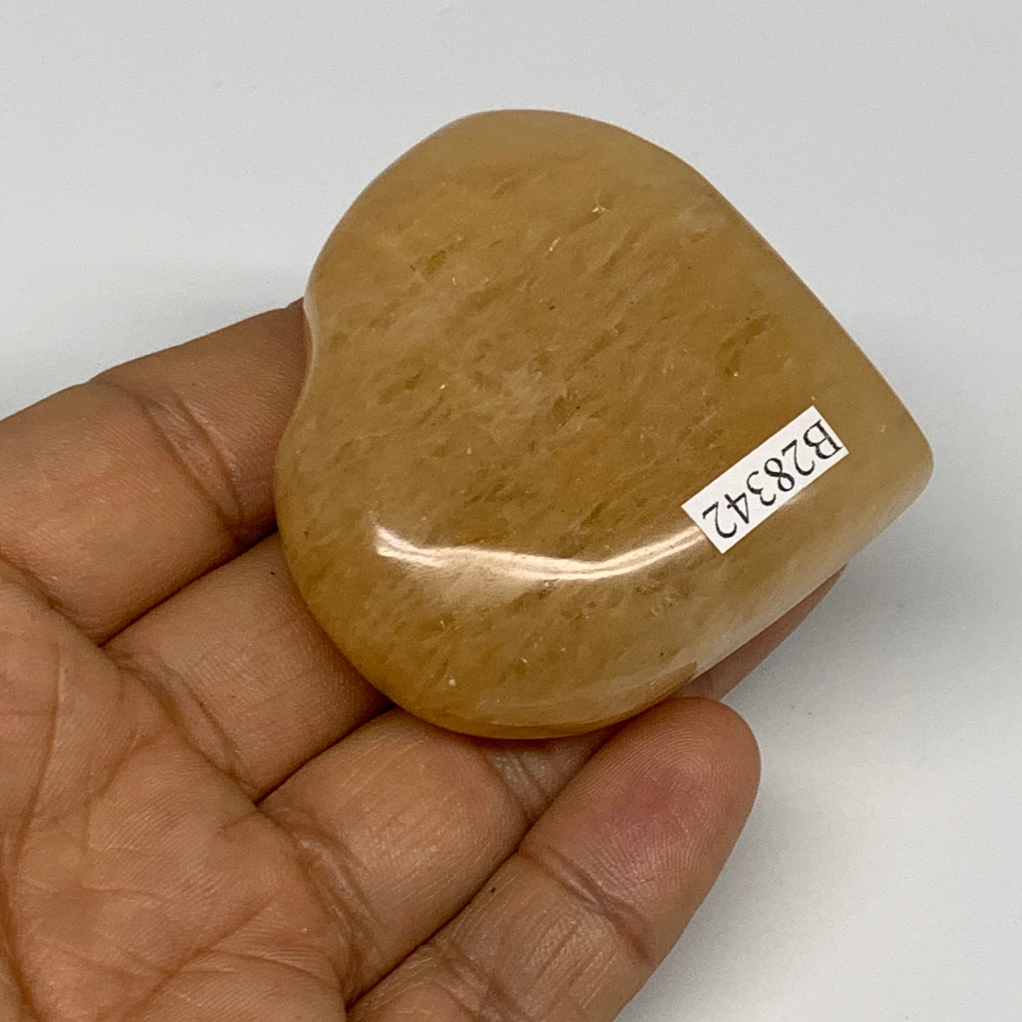 88.7g,2.1"x2.1"x0.8" Natural Yellow Aventurine Heart Crystal Stone @India, B2834