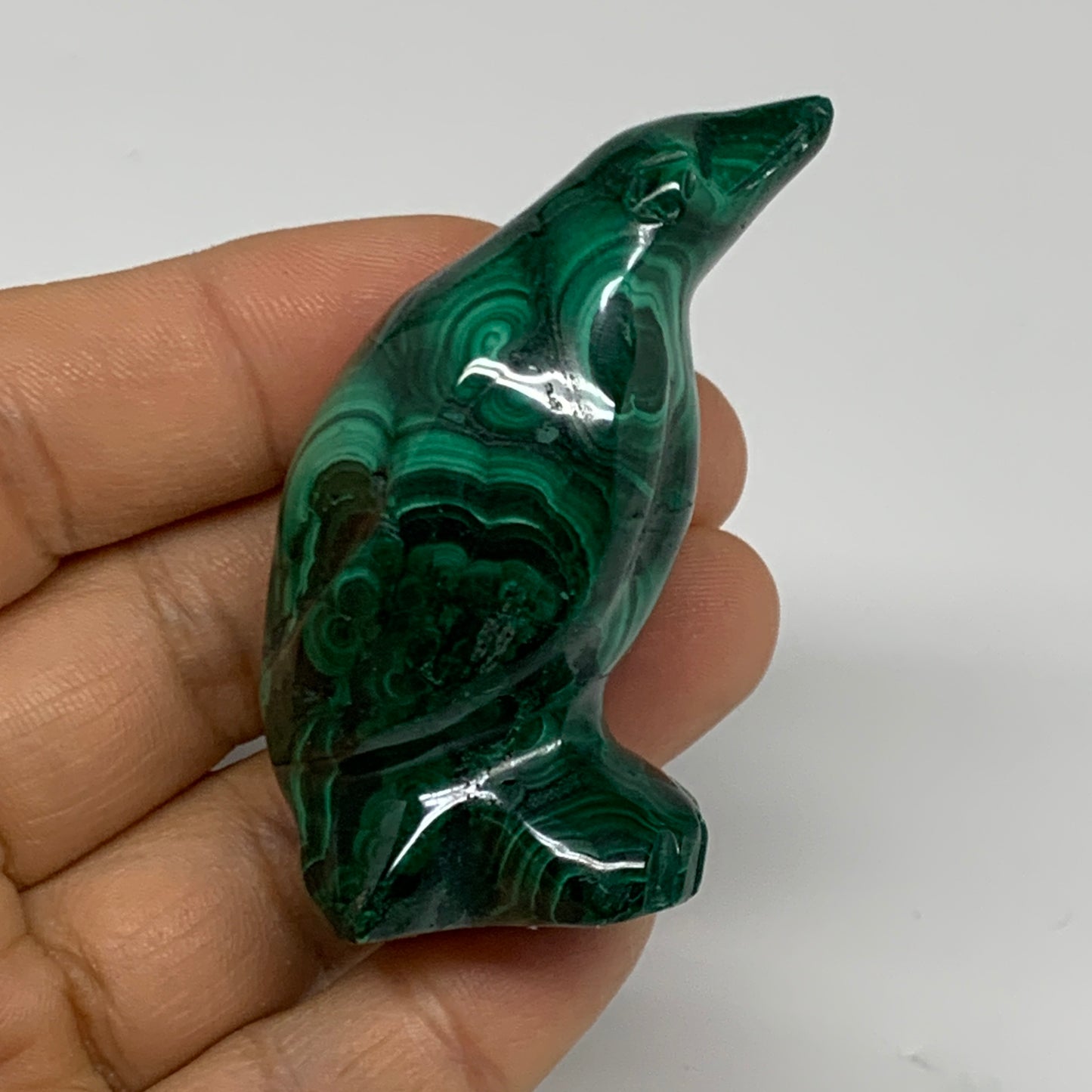 84.5g, 2"x1.1"x1" Natural Solid Malachite Penguin Figurine @Congo, B32731