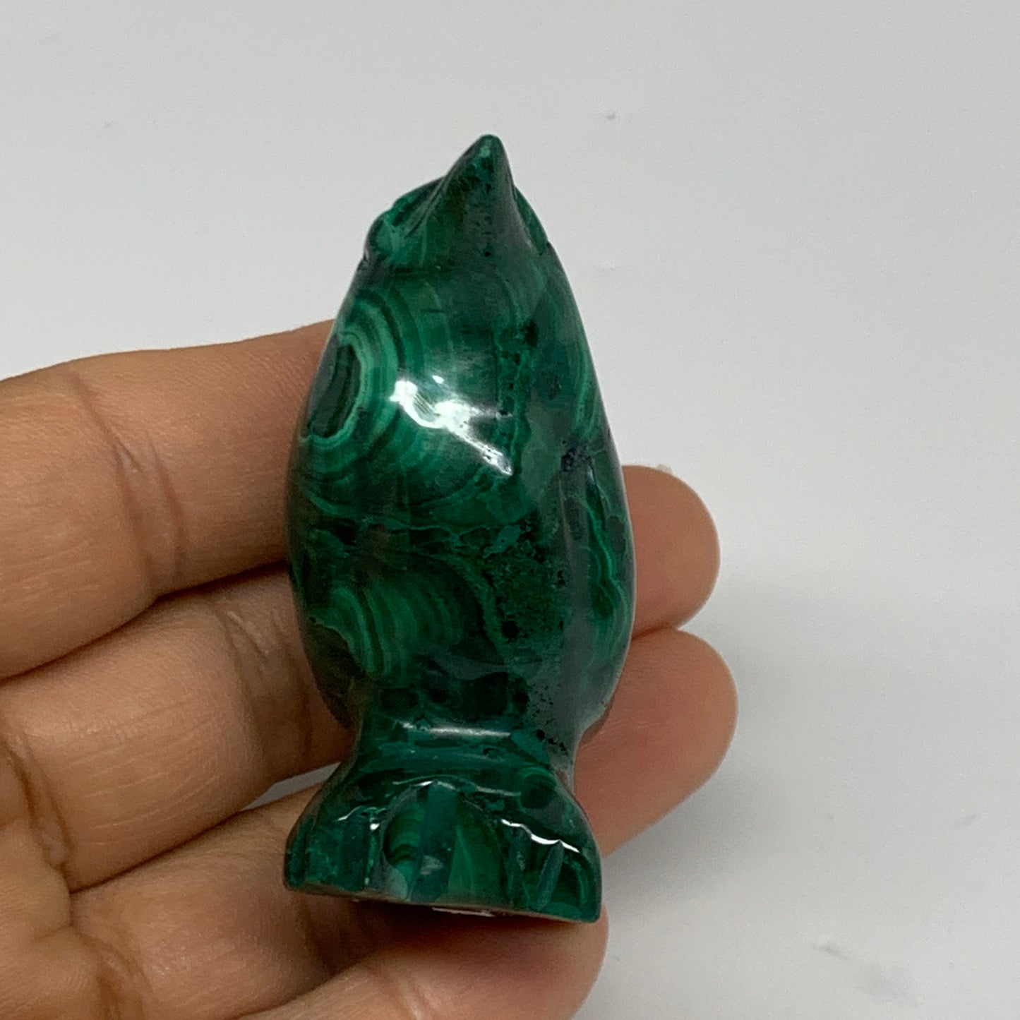 84.5g, 2"x1.1"x1" Natural Solid Malachite Penguin Figurine @Congo, B32731