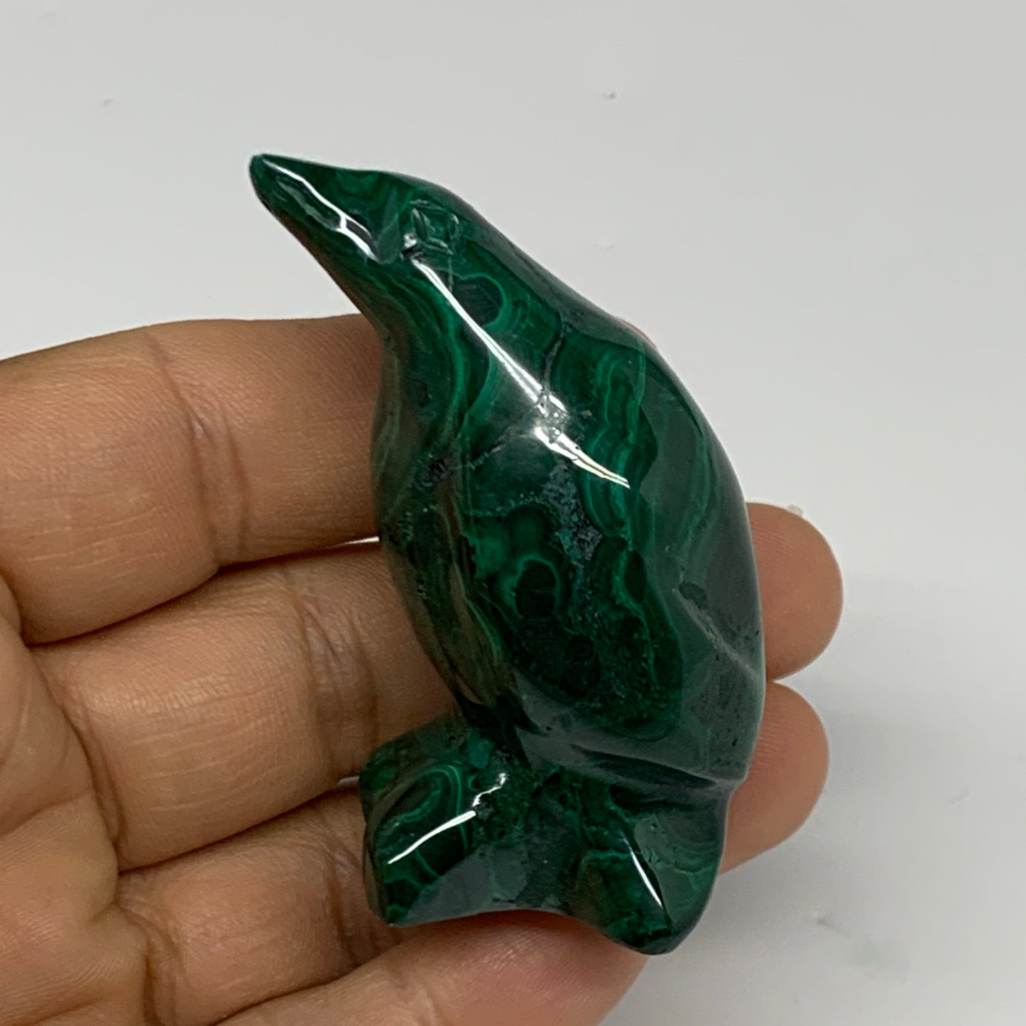 84.5g, 2"x1.1"x1" Natural Solid Malachite Penguin Figurine @Congo, B32731