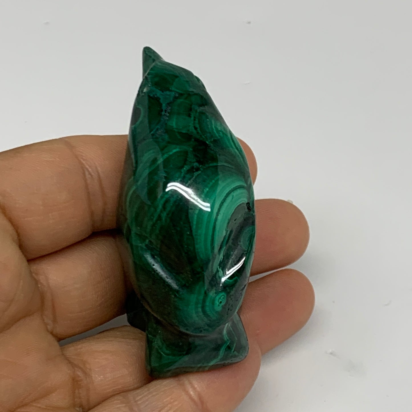 84.5g, 2"x1.1"x1" Natural Solid Malachite Penguin Figurine @Congo, B32731