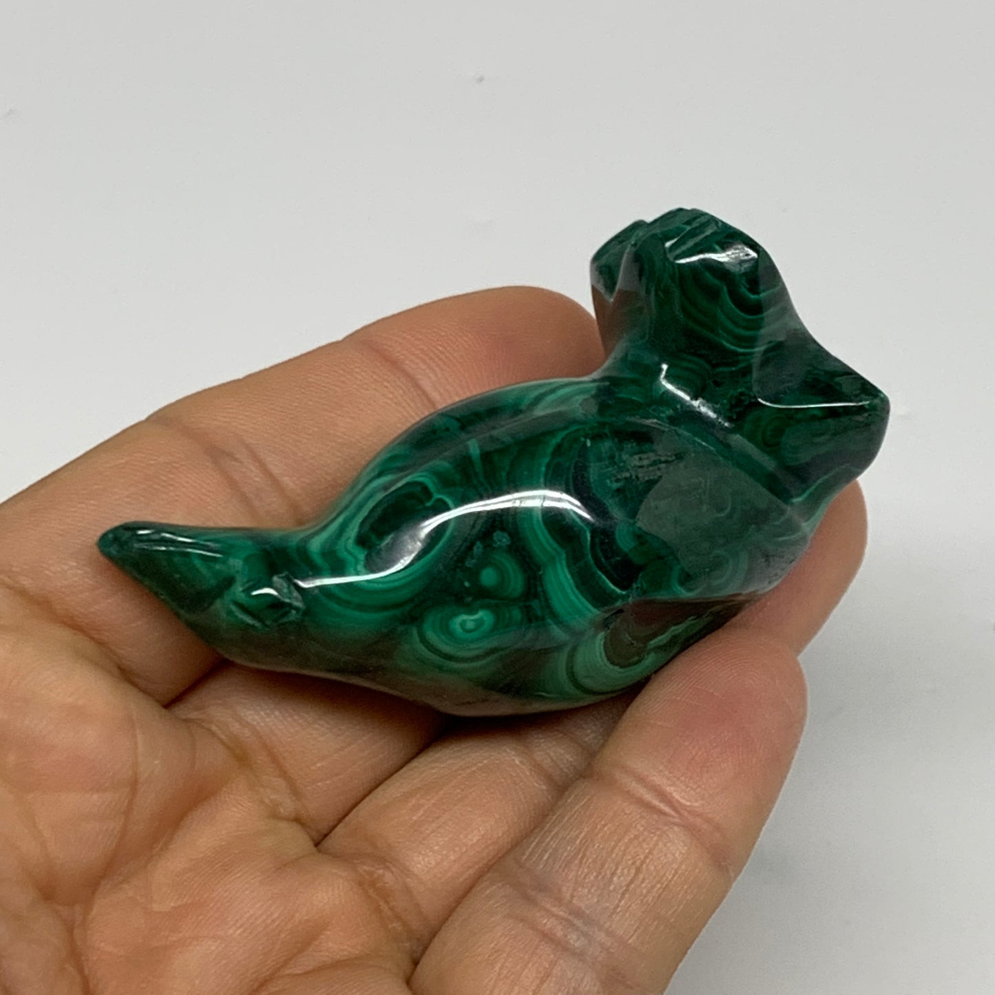 84.5g, 2"x1.1"x1" Natural Solid Malachite Penguin Figurine @Congo, B32731