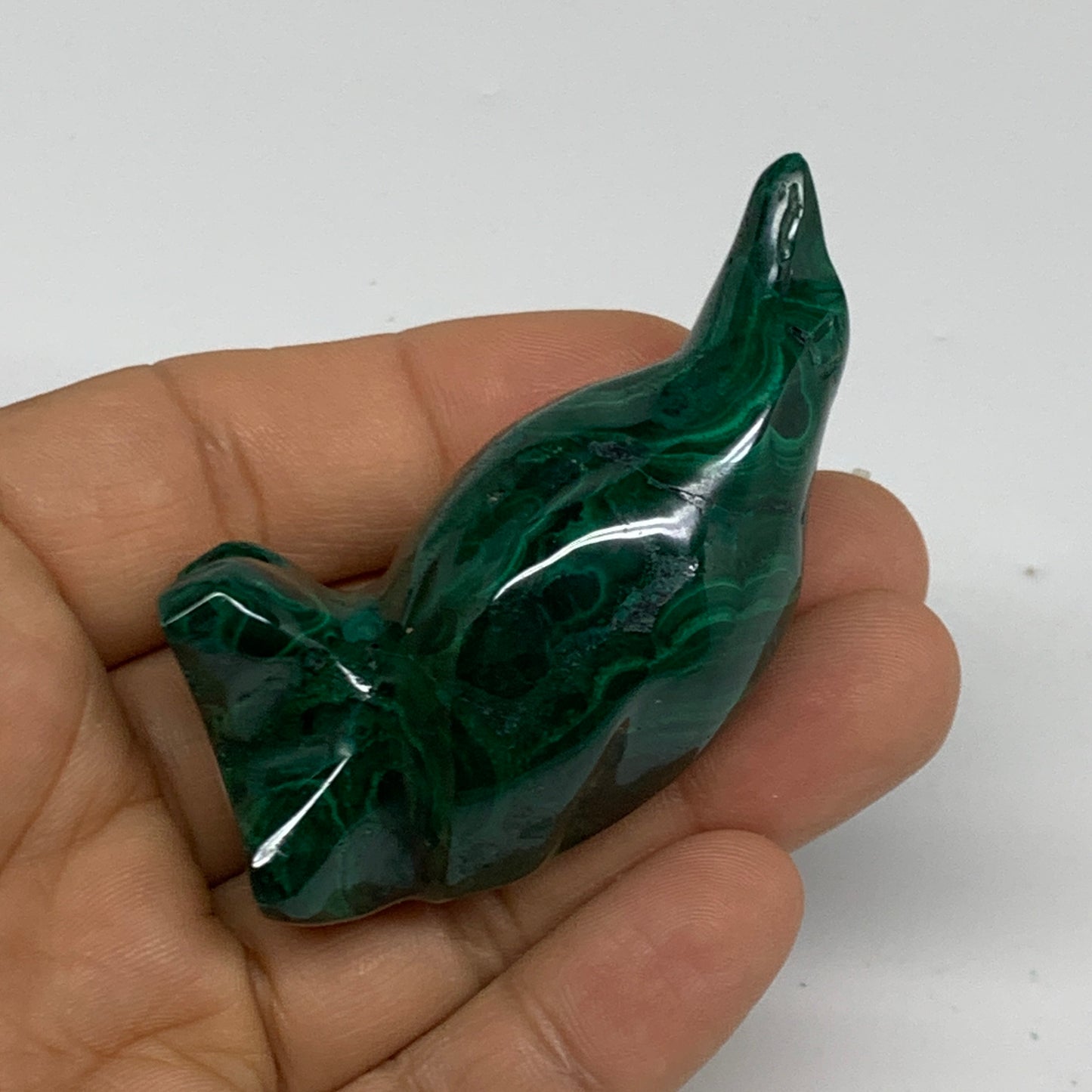 84.5g, 2"x1.1"x1" Natural Solid Malachite Penguin Figurine @Congo, B32731