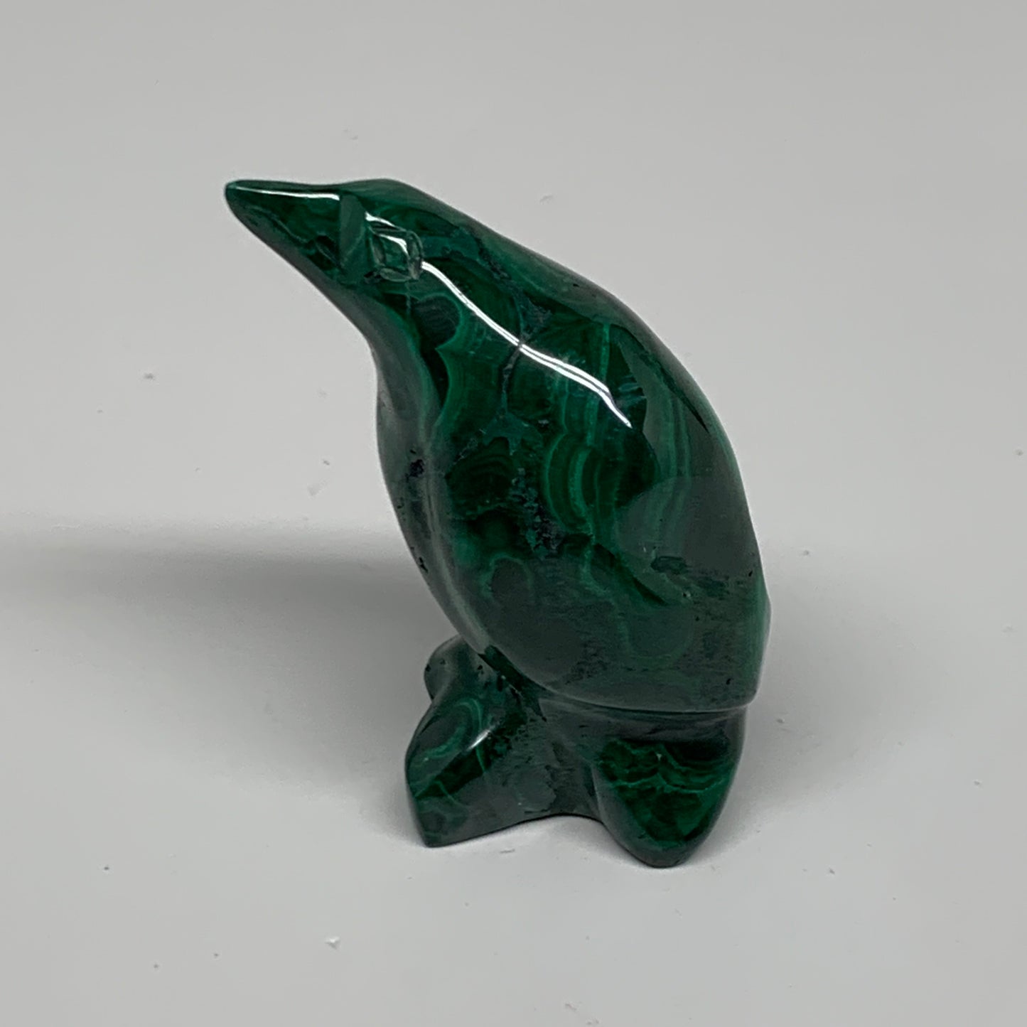 84.5g, 2"x1.1"x1" Natural Solid Malachite Penguin Figurine @Congo, B32731