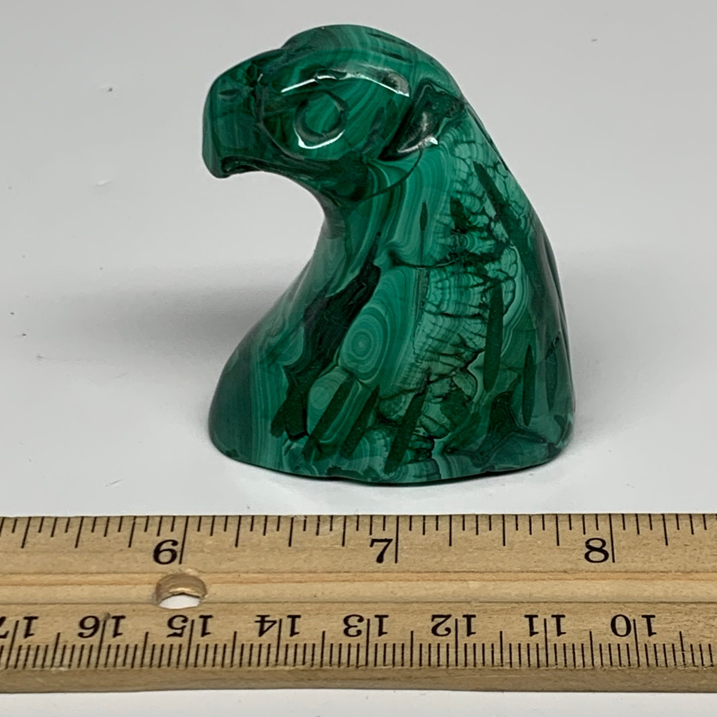 121.3g, 2.1"x1.8"x1.1" Natural Solid Malachite Eagle/Falcon Figurine @Congo, B32
