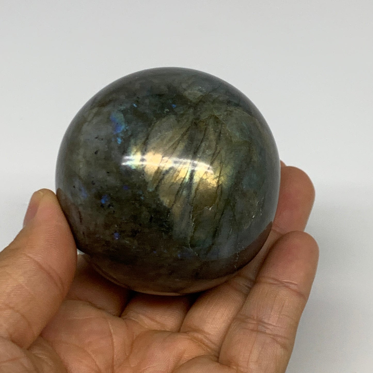 296.7g, 2.4"(59mm), Labradorite Sphere Gemstone,Crystal @Madagascar, B29878