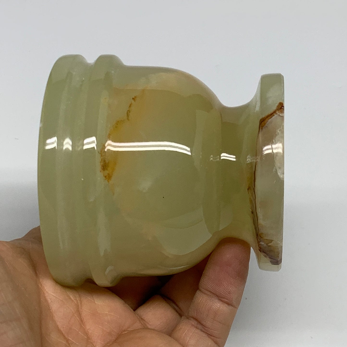500g,  2.8"x2.9", Natural Green Onyx Crystal Pestle and Mortar Handmade, B32059