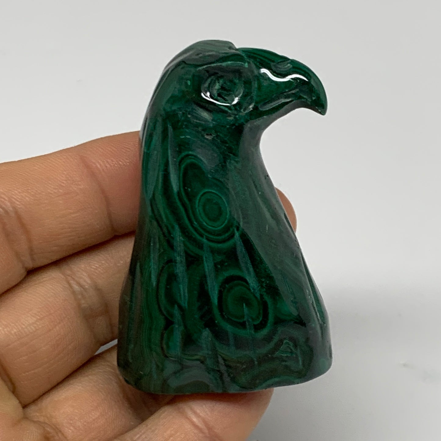 110g, 2.2"x1.4"x0.9" Natural Solid Malachite Eagle/Falcon Figurine @Congo, B3273