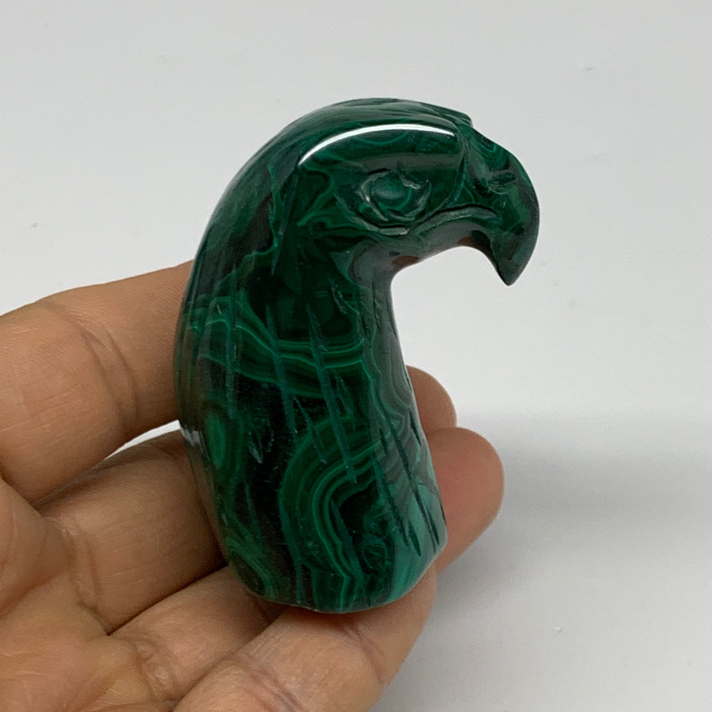 121.5g, 2.2"x1"x1.2" Natural Solid Malachite Eagle/Falcon Figurine @Congo, B3273