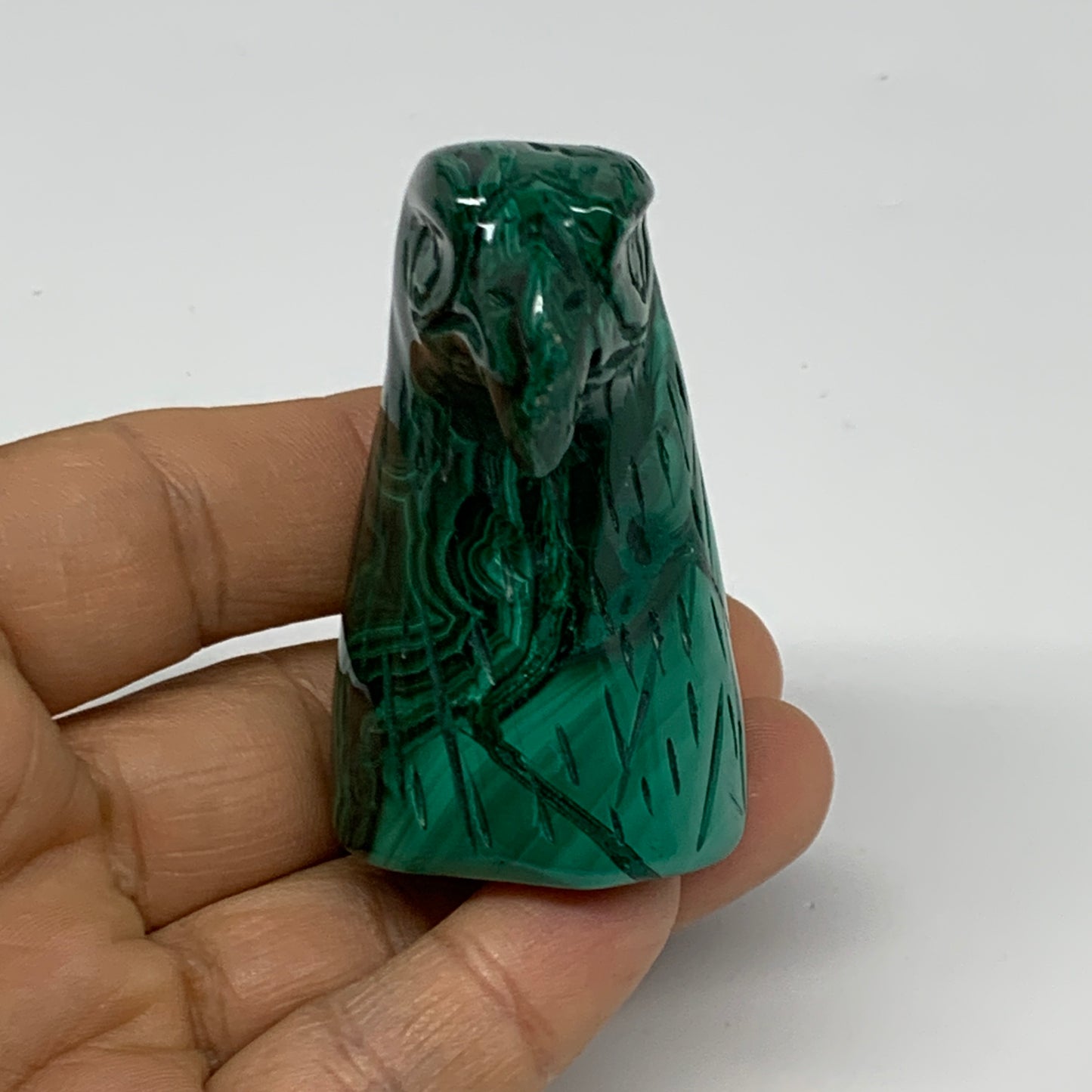 121.5g, 2.2"x1"x1.2" Natural Solid Malachite Eagle/Falcon Figurine @Congo, B3273