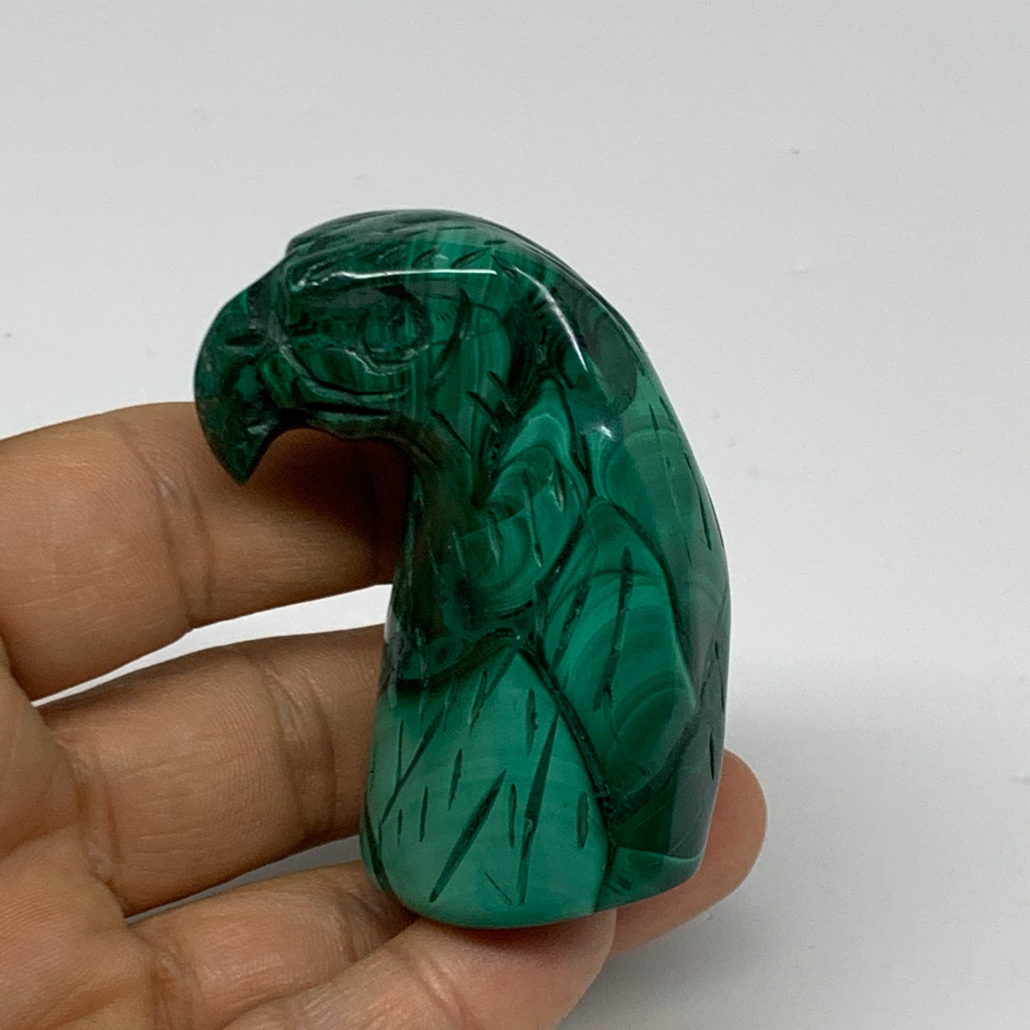 121.5g, 2.2"x1"x1.2" Natural Solid Malachite Eagle/Falcon Figurine @Congo, B3273