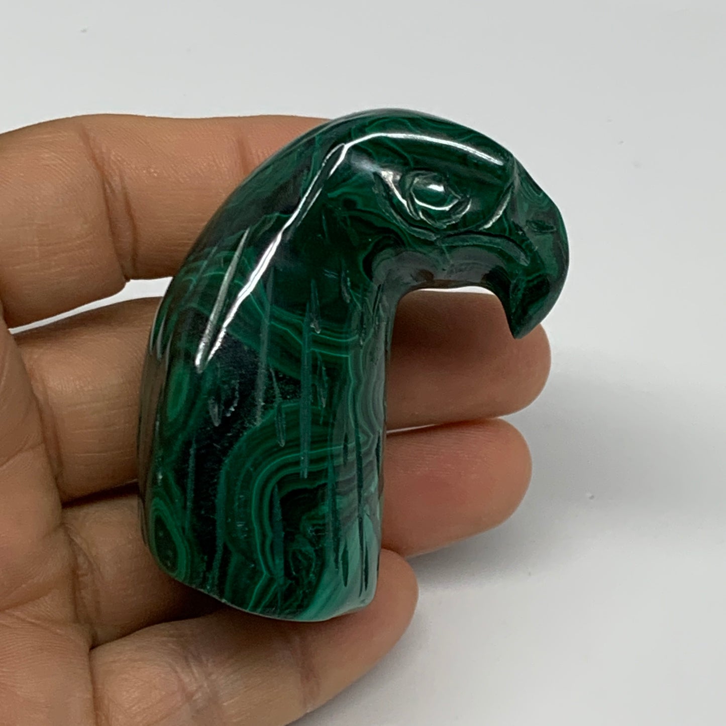 121.5g, 2.2"x1"x1.2" Natural Solid Malachite Eagle/Falcon Figurine @Congo, B3273