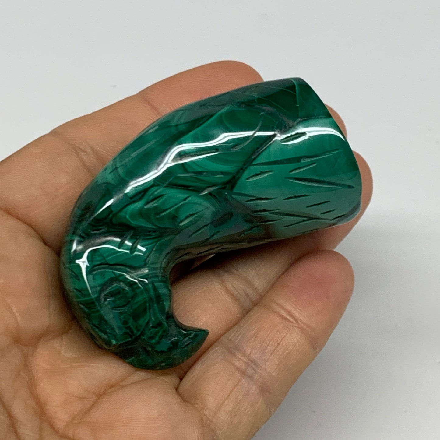 121.5g, 2.2"x1"x1.2" Natural Solid Malachite Eagle/Falcon Figurine @Congo, B3273