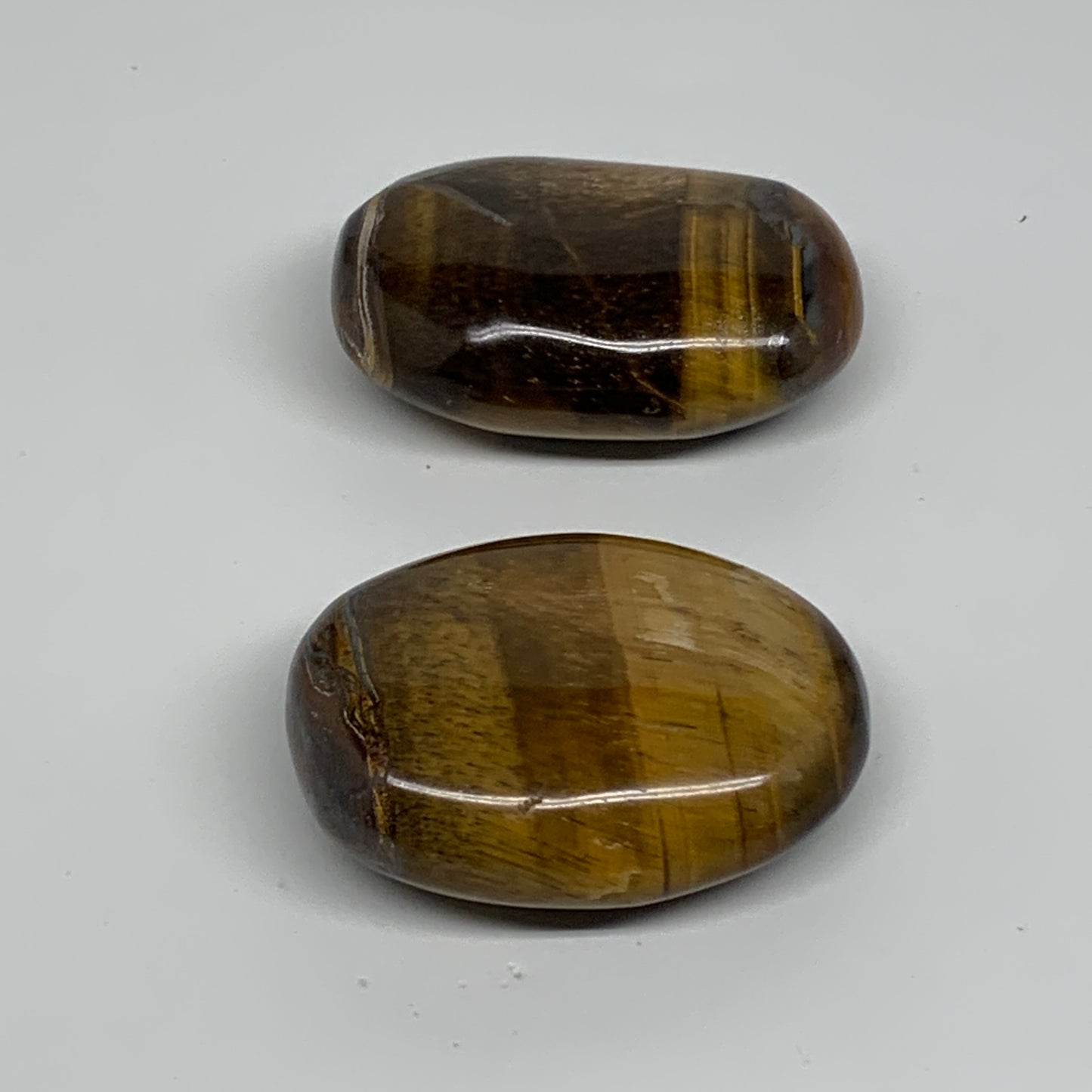 172.6g, 2.3"-2.4", 2pcs, Natural Tiger's Eye Palm-Stone Polished, B34817