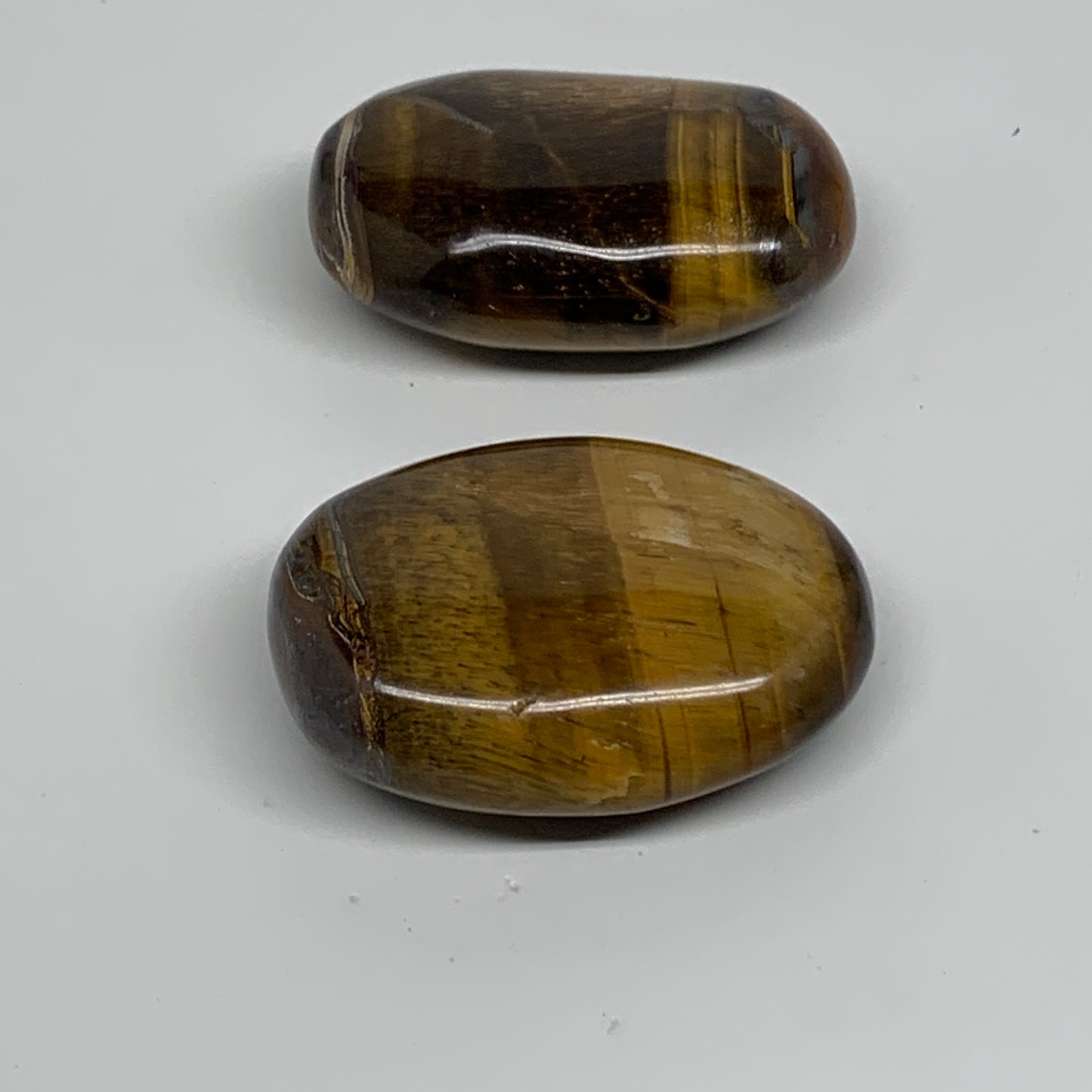 172.6g, 2.3"-2.4", 2pcs, Natural Tiger's Eye Palm-Stone Polished, B34817