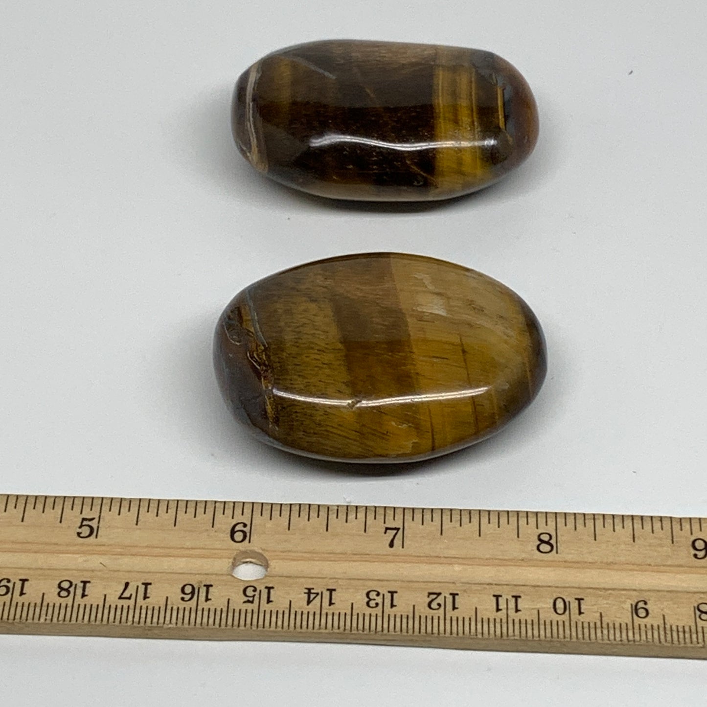 172.6g, 2.3"-2.4", 2pcs, Natural Tiger's Eye Palm-Stone Polished, B34817