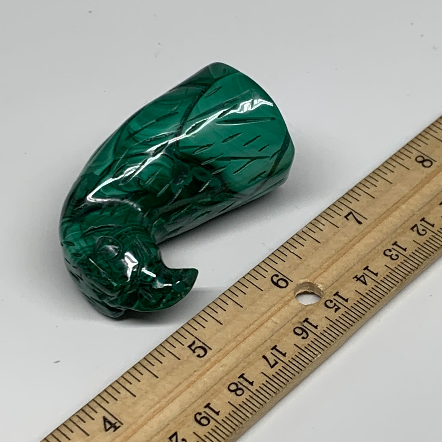 121.5g, 2.2"x1"x1.2" Natural Solid Malachite Eagle/Falcon Figurine @Congo, B3273