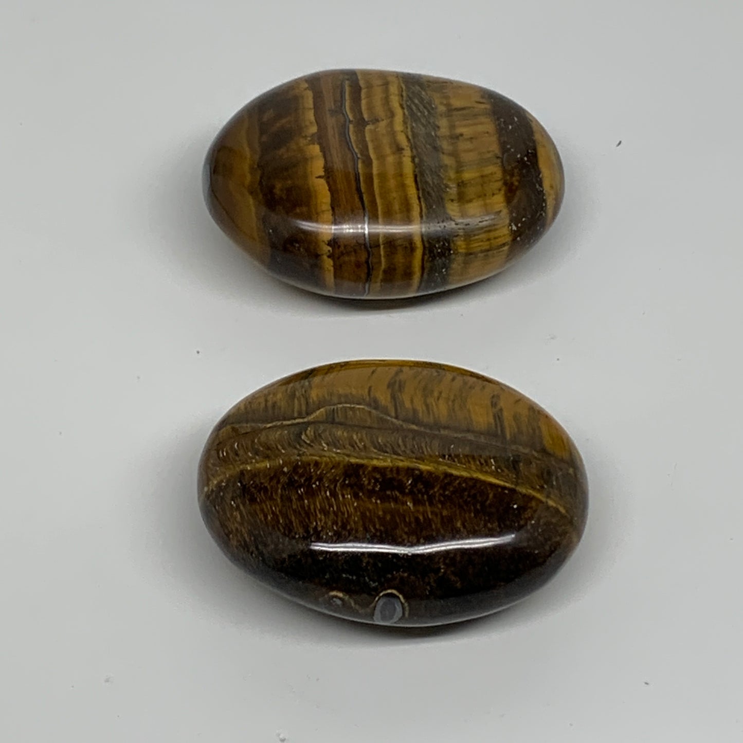 157.2g, 2.2"-2.2", 2pcs, Natural Tiger's Eye Palm-Stone Polished, B34818